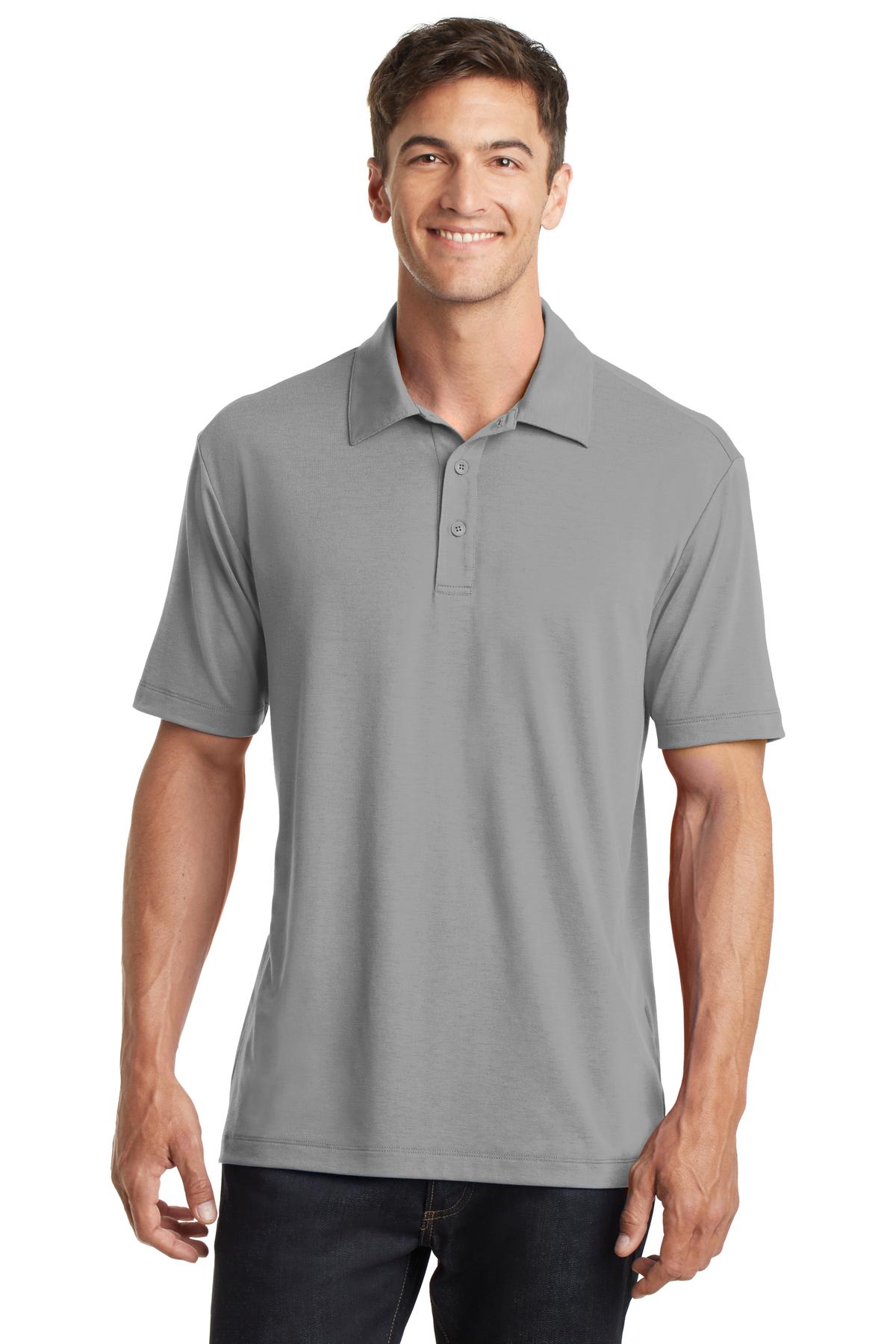 Custom Frost Grey Cotton Touch Performance Polo K568, personalized by SanCanDo Swag in Argyle, TX