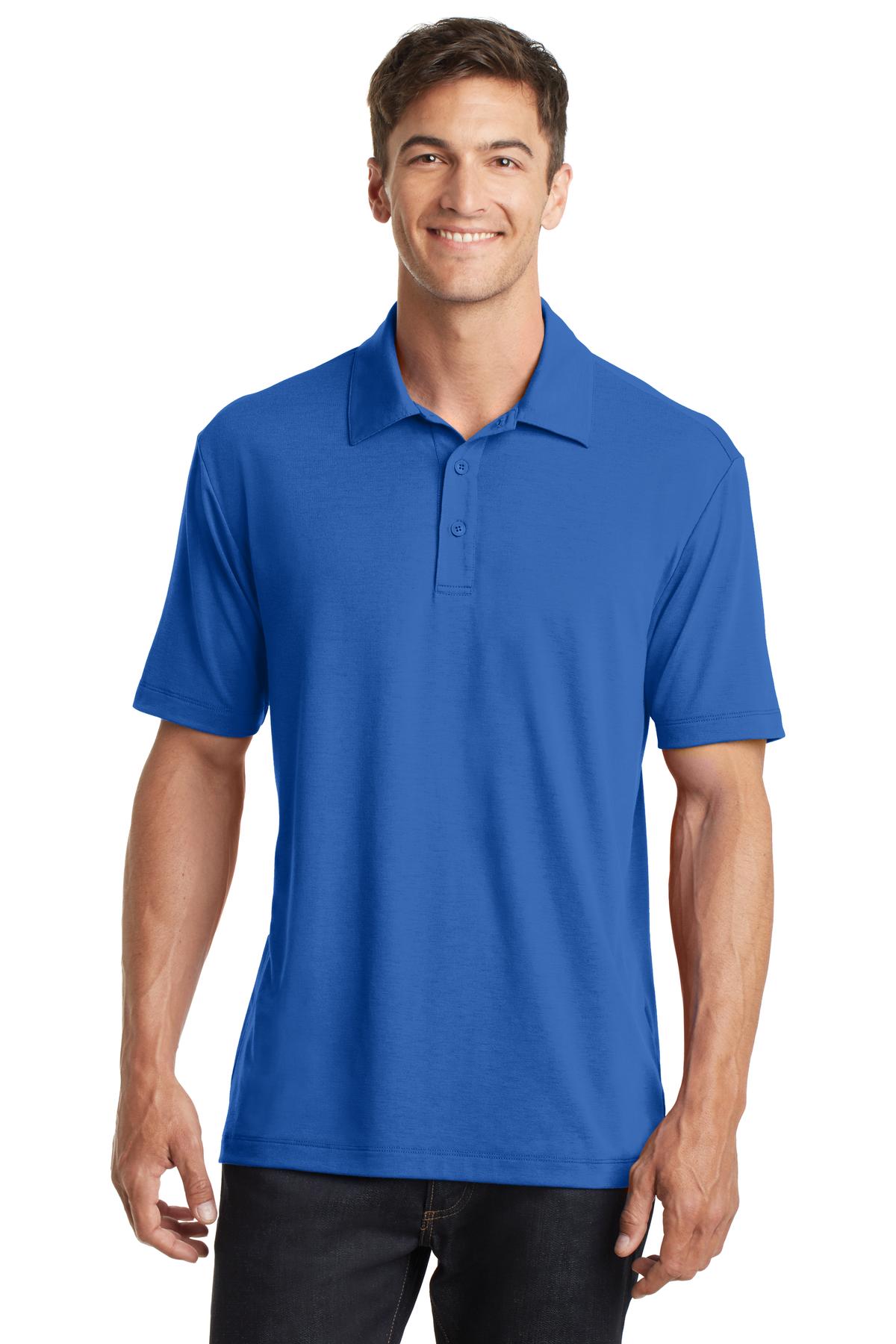 Custom Strong Blue Cotton Touch Performance Polo K568, personalized by SanCanDo Swag in Argyle, TX