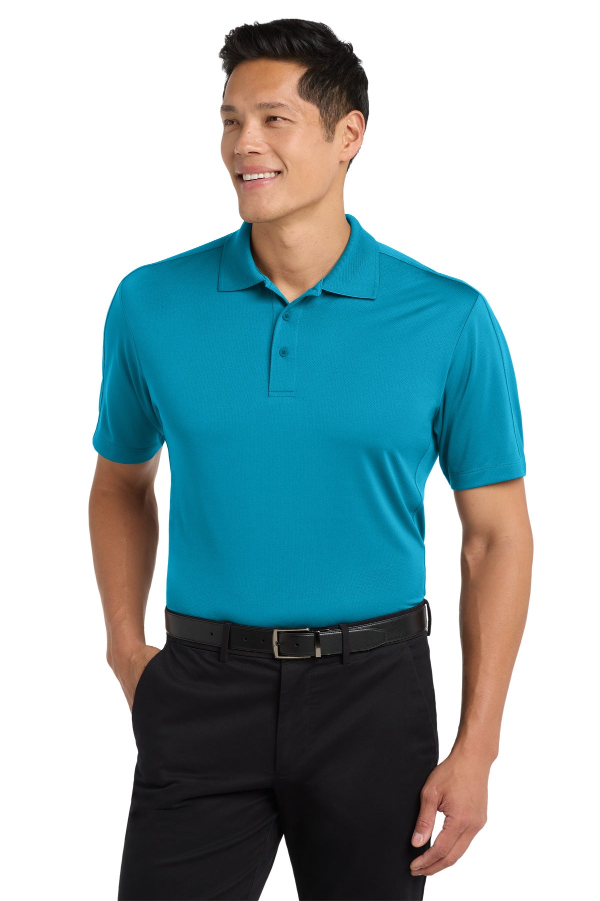 Custom Blue Wake Diamond Jacquard Polo K569, personalized by SanCanDo Swag in Argyle, TX