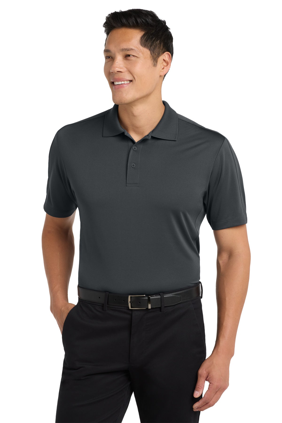 Custom Graphite Diamond Jacquard Polo K569, personalized by SanCanDo Swag in Argyle, TX