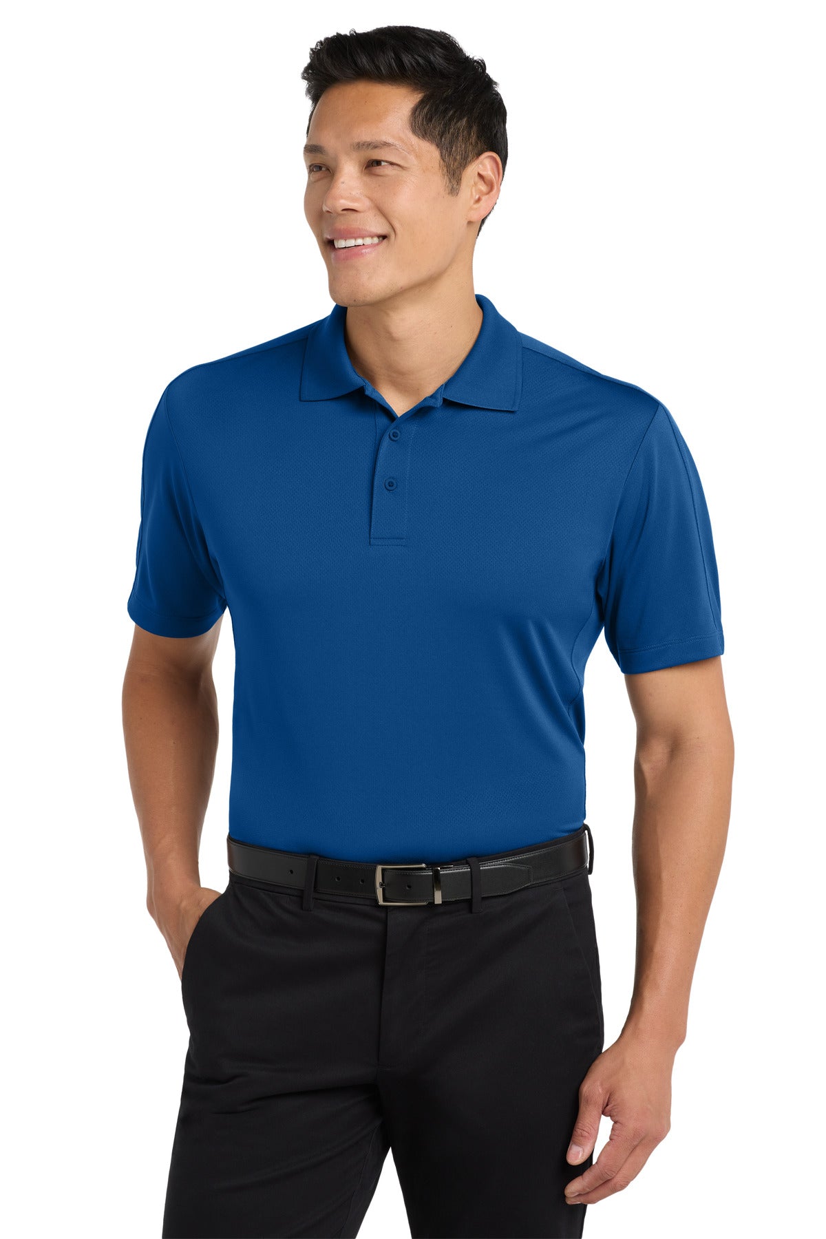 Custom True Blue Diamond Jacquard Polo K569, personalized by SanCanDo Swag in Argyle, TX