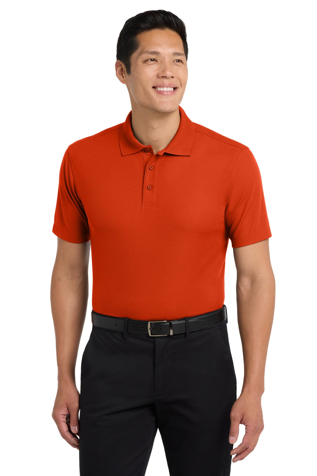 Custom Autumn Orange Dry Zone Grid Polo K572, personalized by SanCanDo Swag in Argyle, TX
