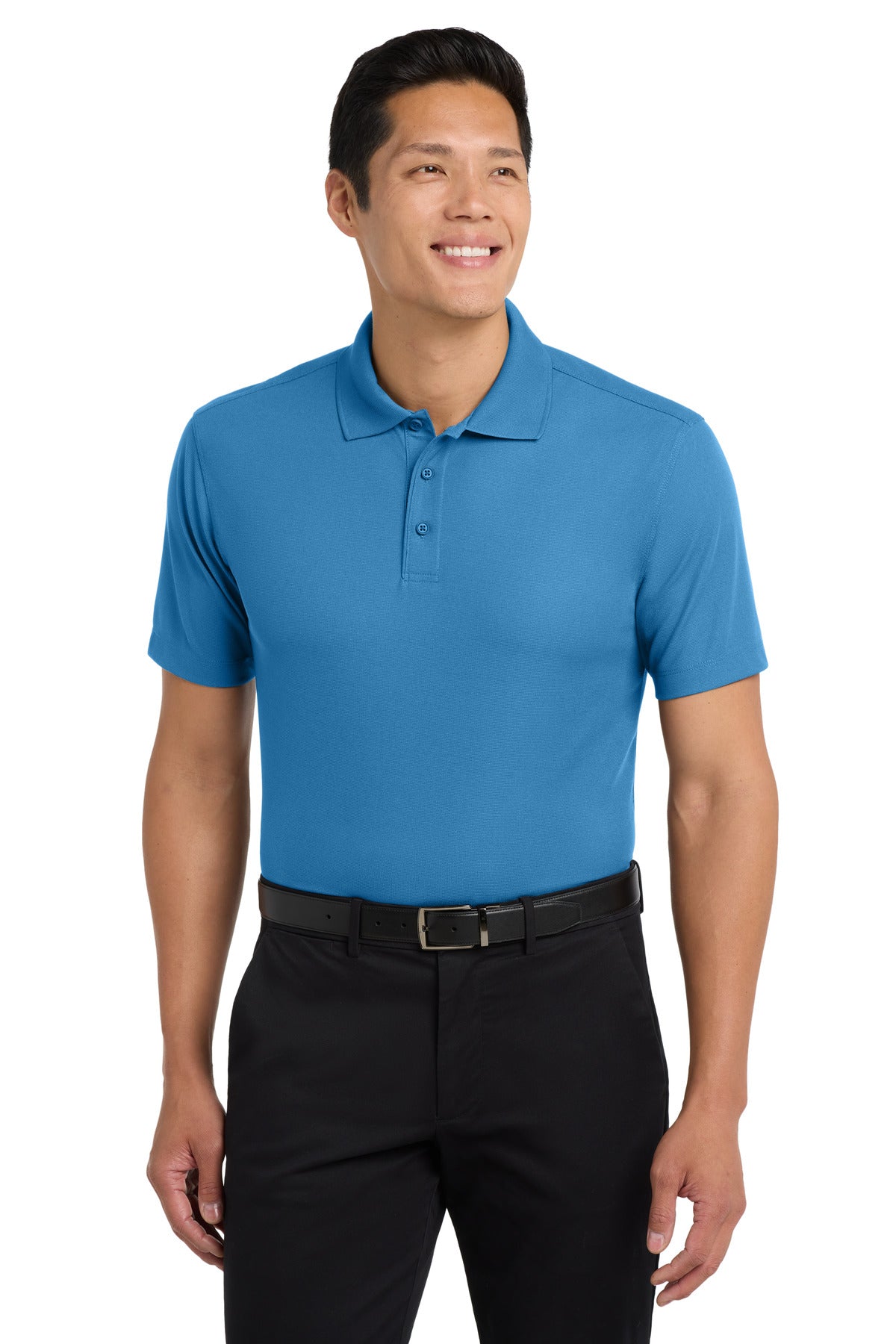 Custom Celadon Blue Dry Zone Grid Polo K572, personalized by SanCanDo Swag in Argyle, TX