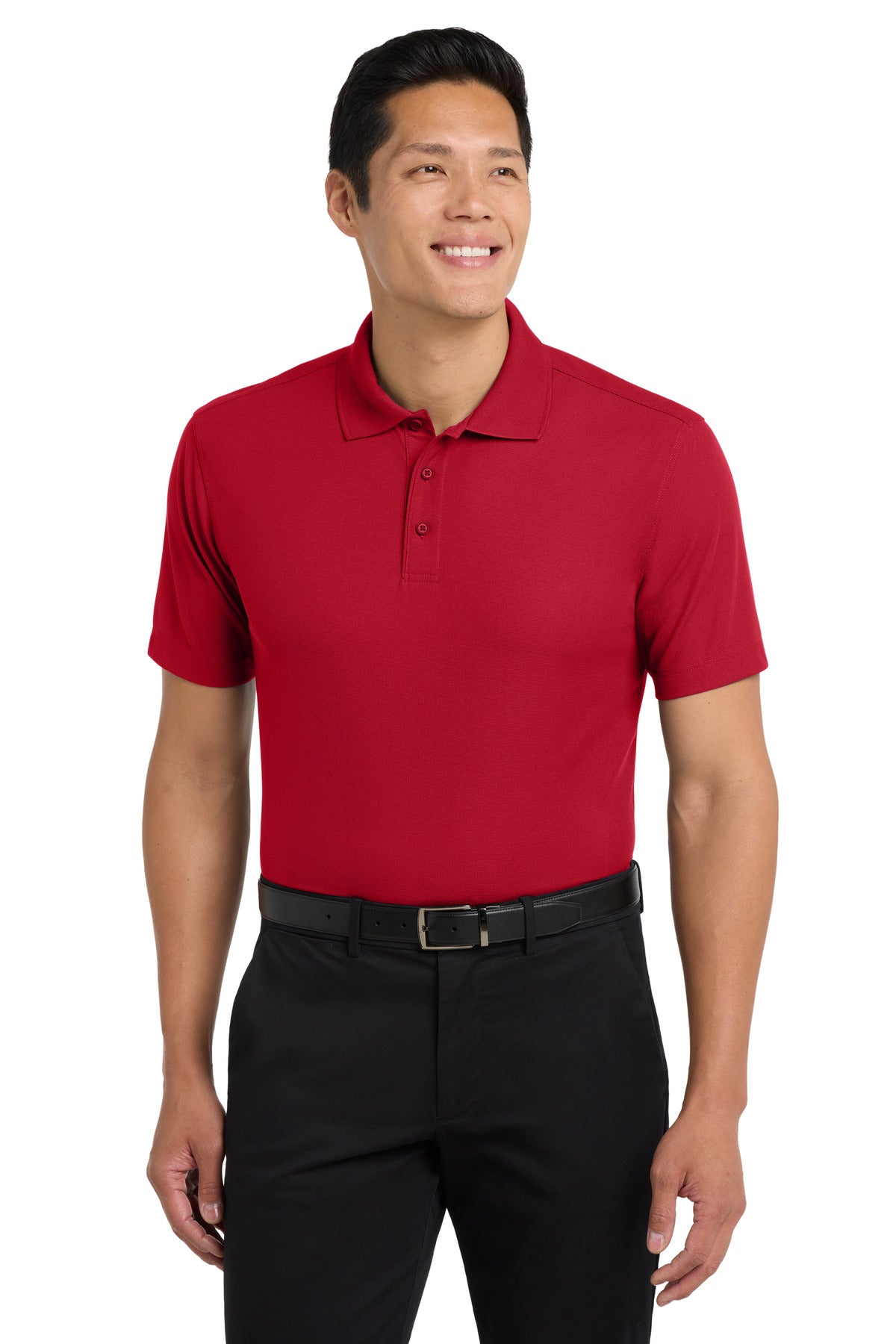 Custom Engine Red Dry Zone Grid Polo K572, personalized by SanCanDo Swag in Argyle, TX
