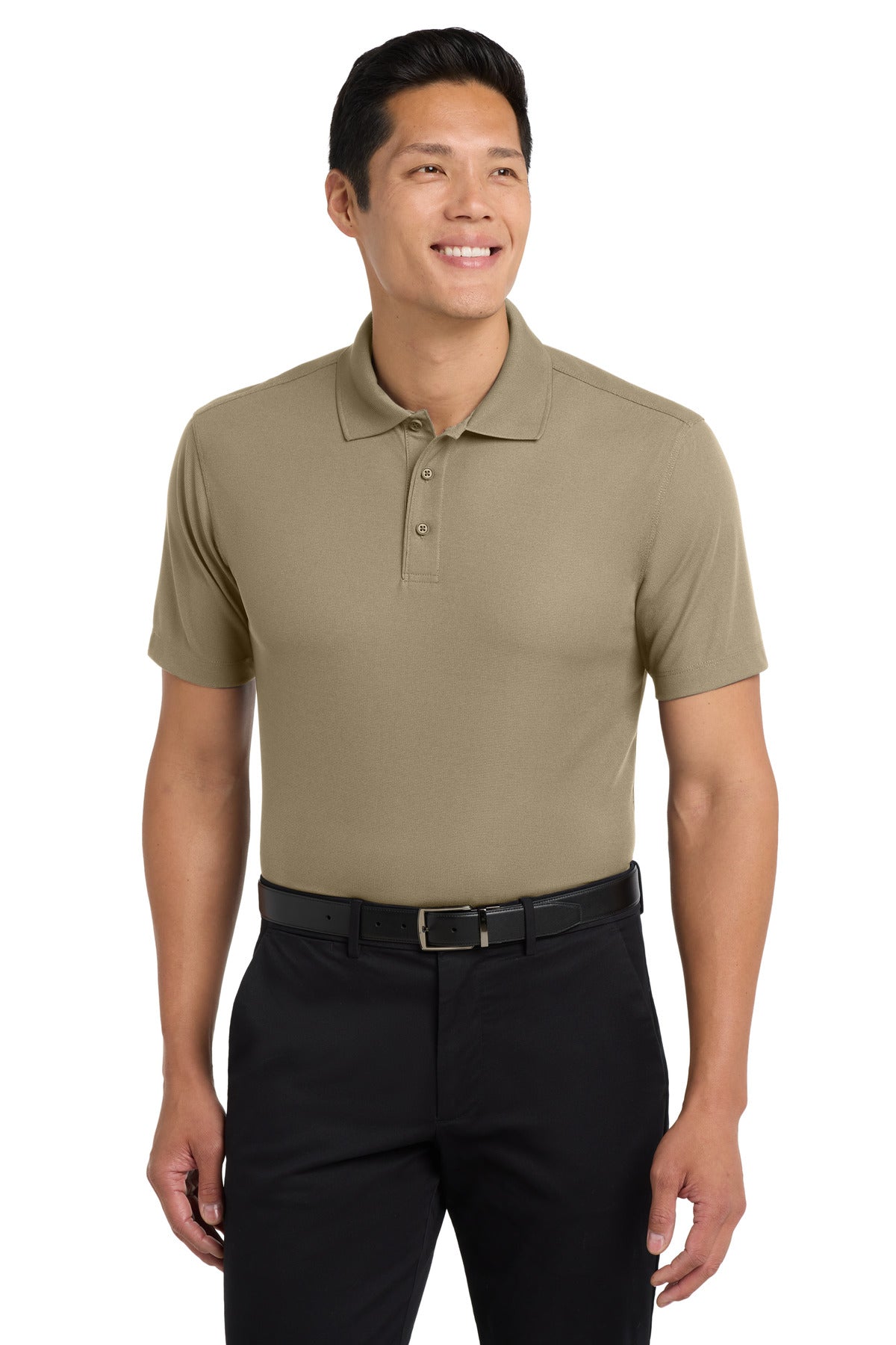 Custom Tan Dry Zone Grid Polo K572, personalized by SanCanDo Swag in Argyle, TX