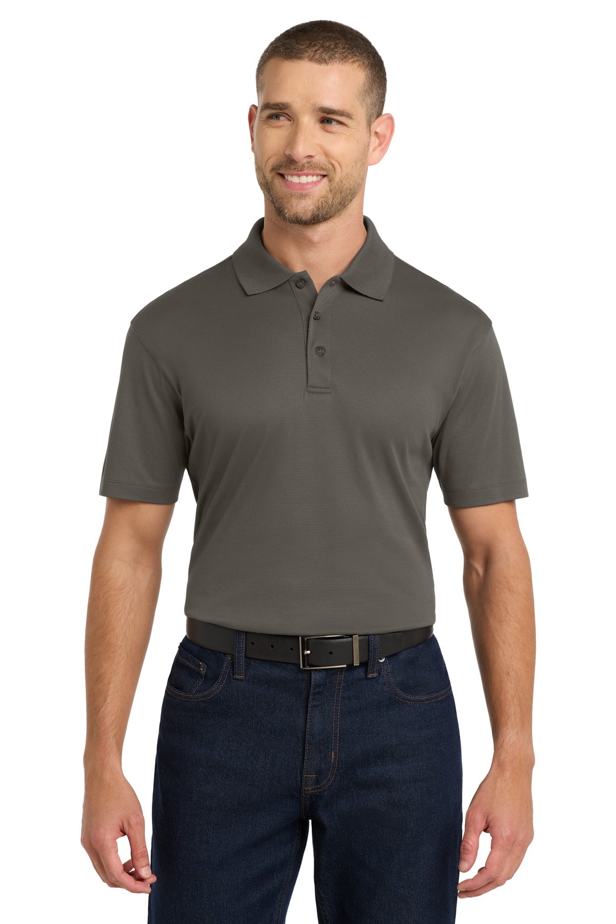 Custom Grey Smoke Rapid Dry Mesh Polo K573, personalized by SanCanDo Swag in Argyle, TX