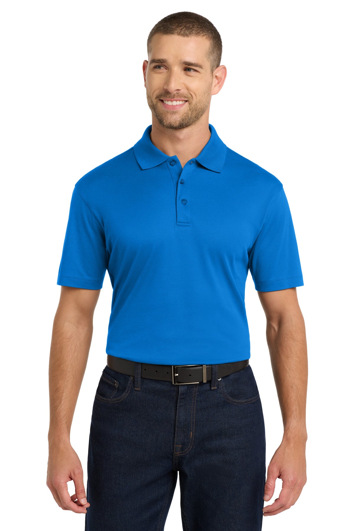 Custom Skydiver Blue Rapid Dry Mesh Polo K573, personalized by SanCanDo Swag in Argyle, TX