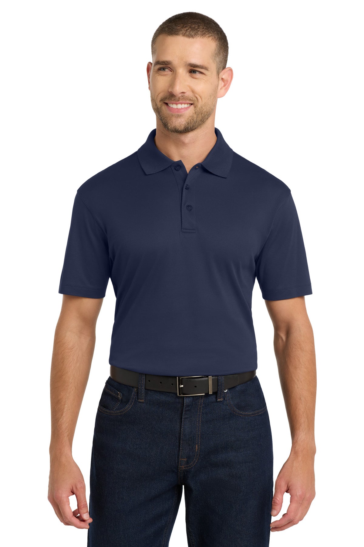Custom True Navy Rapid Dry Mesh Polo K573, personalized by SanCanDo Swag in Argyle, TX