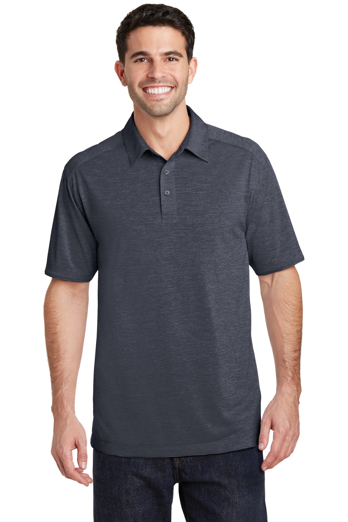 Custom Dark Grey Digi Heather Performance Polo K574, personalized by SanCanDo Swag in Argyle, TX