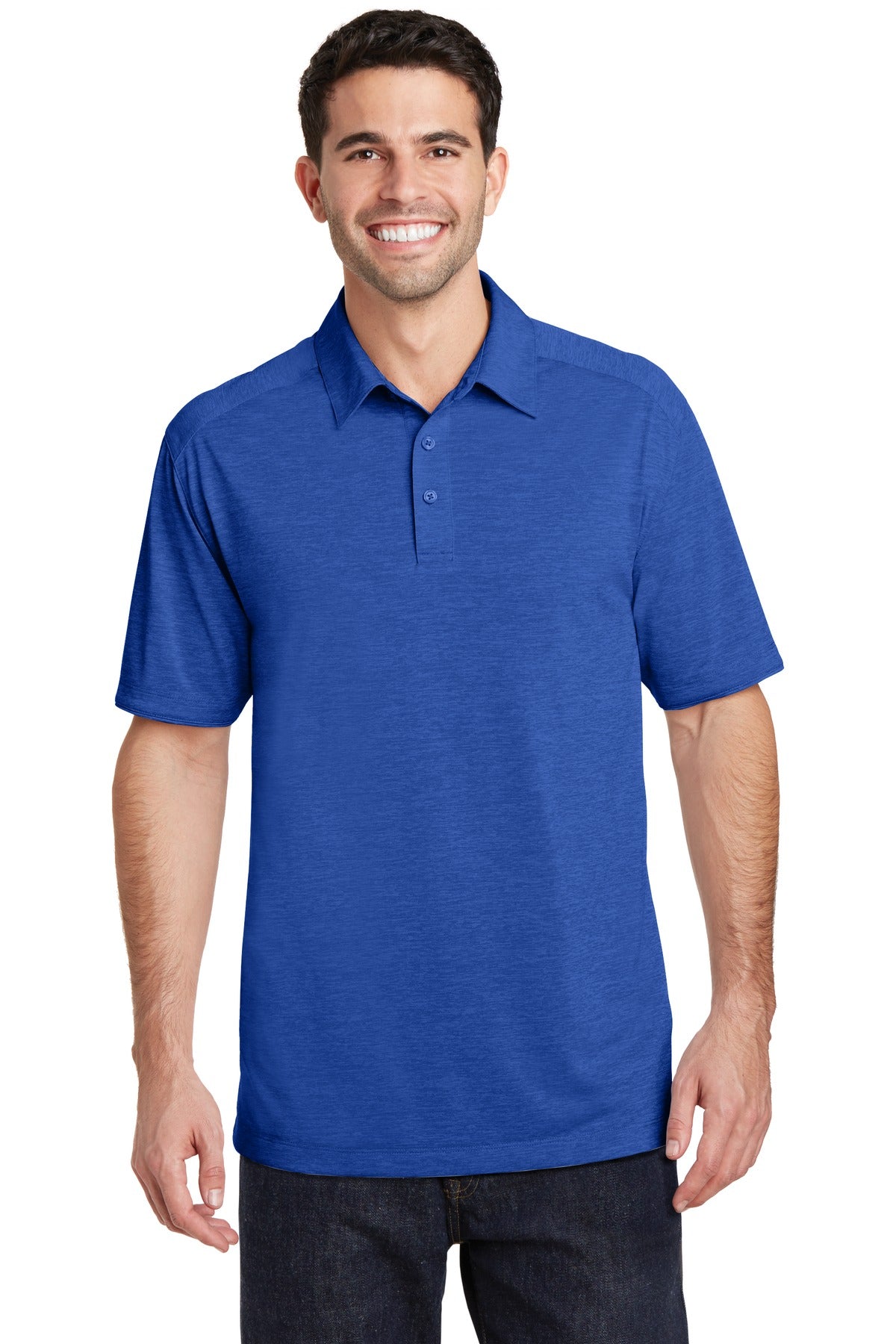 Custom True Royal Digi Heather Performance Polo K574, personalized by SanCanDo Swag in Argyle, TX