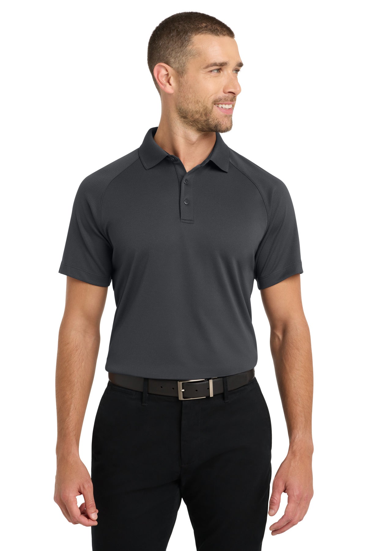Custom Battleship Grey Crossover Raglan Polo K575, personalized by SanCanDo Swag in Argyle, TX