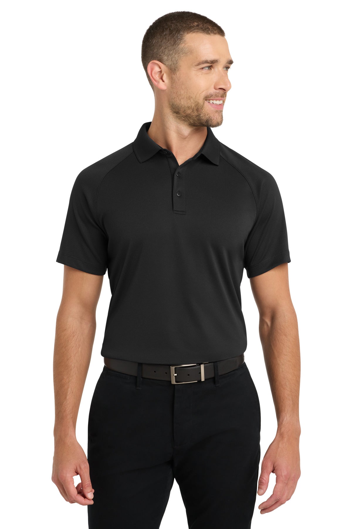 Custom Black Crossover Raglan Polo K575, personalized by SanCanDo Swag in Argyle, TX