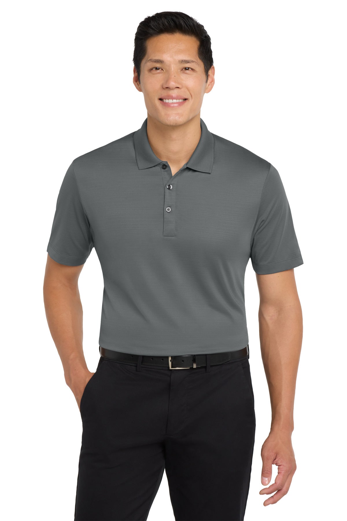 Custom Shadow Grey Eclipse Stretch Polo K587, personalized by SanCanDo Swag in Argyle, TX