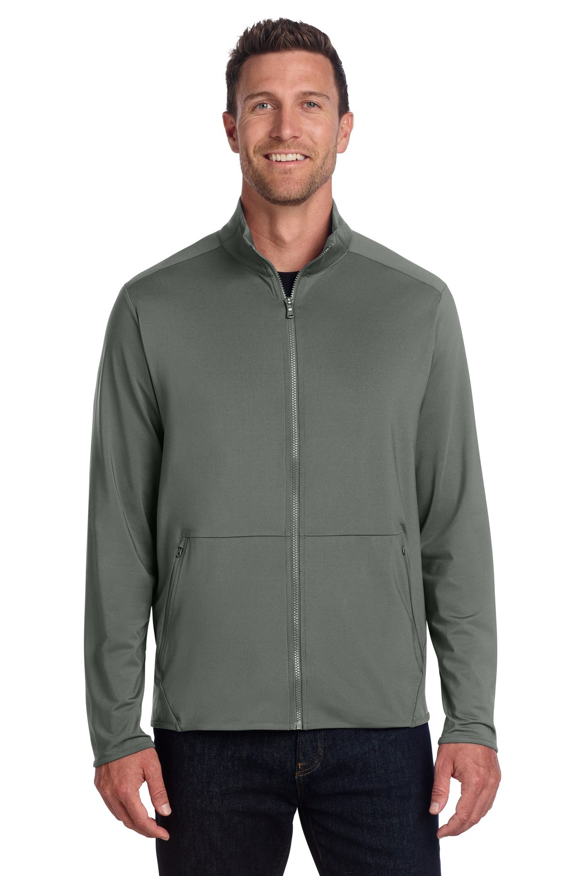 Custom Pewter Accord Stretch Fleece Full-Zip K595, personalized by SanCanDo Swag in Argyle, TX