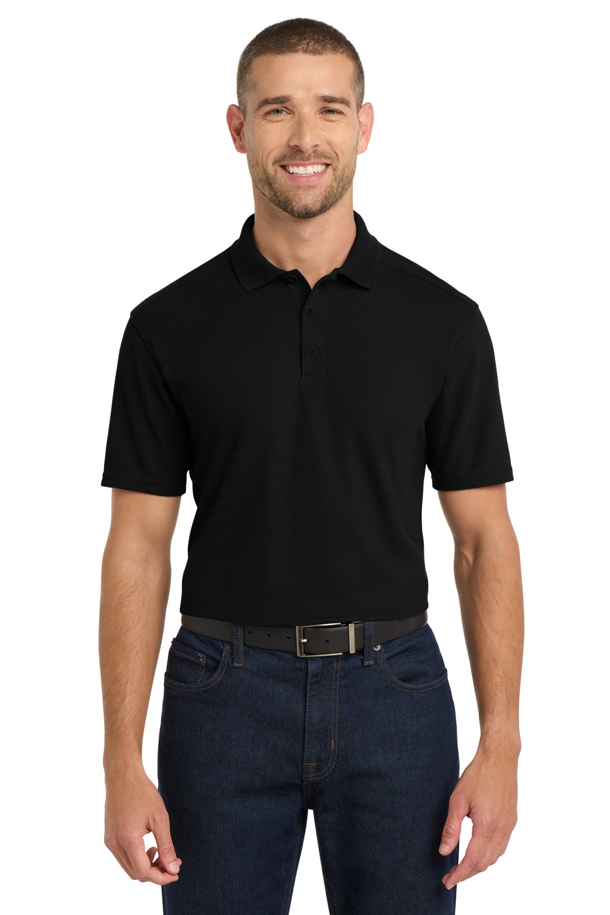 Custom Black EZPerformance Pique Polo K600, personalized by SanCanDo Swag in Argyle, TX