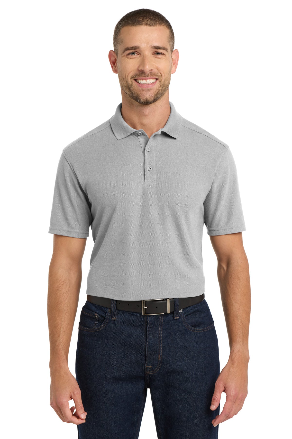 Custom Gusty Grey EZPerformance Pique Polo K600, personalized by SanCanDo Swag in Argyle, TX