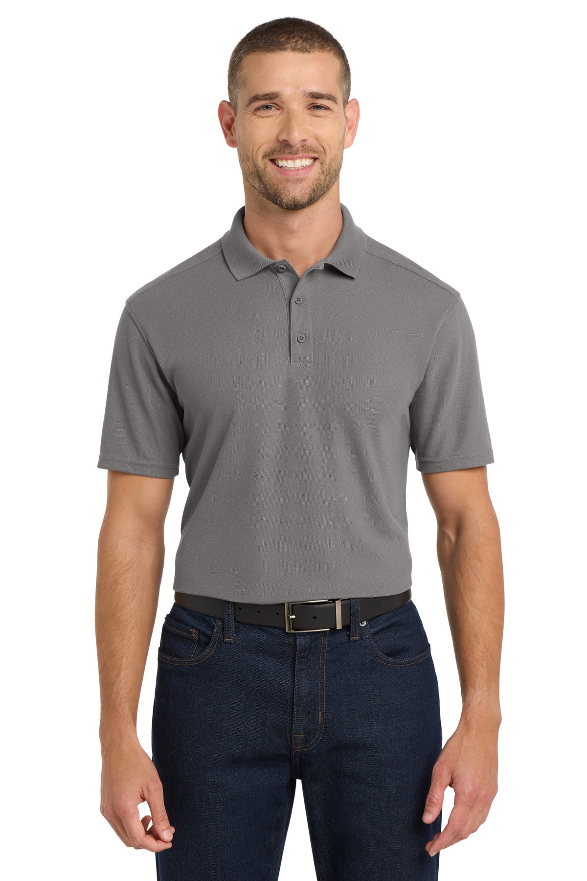Custom Sterling Grey EZPerformance Pique Polo K600, personalized by SanCanDo Swag in Argyle, TX