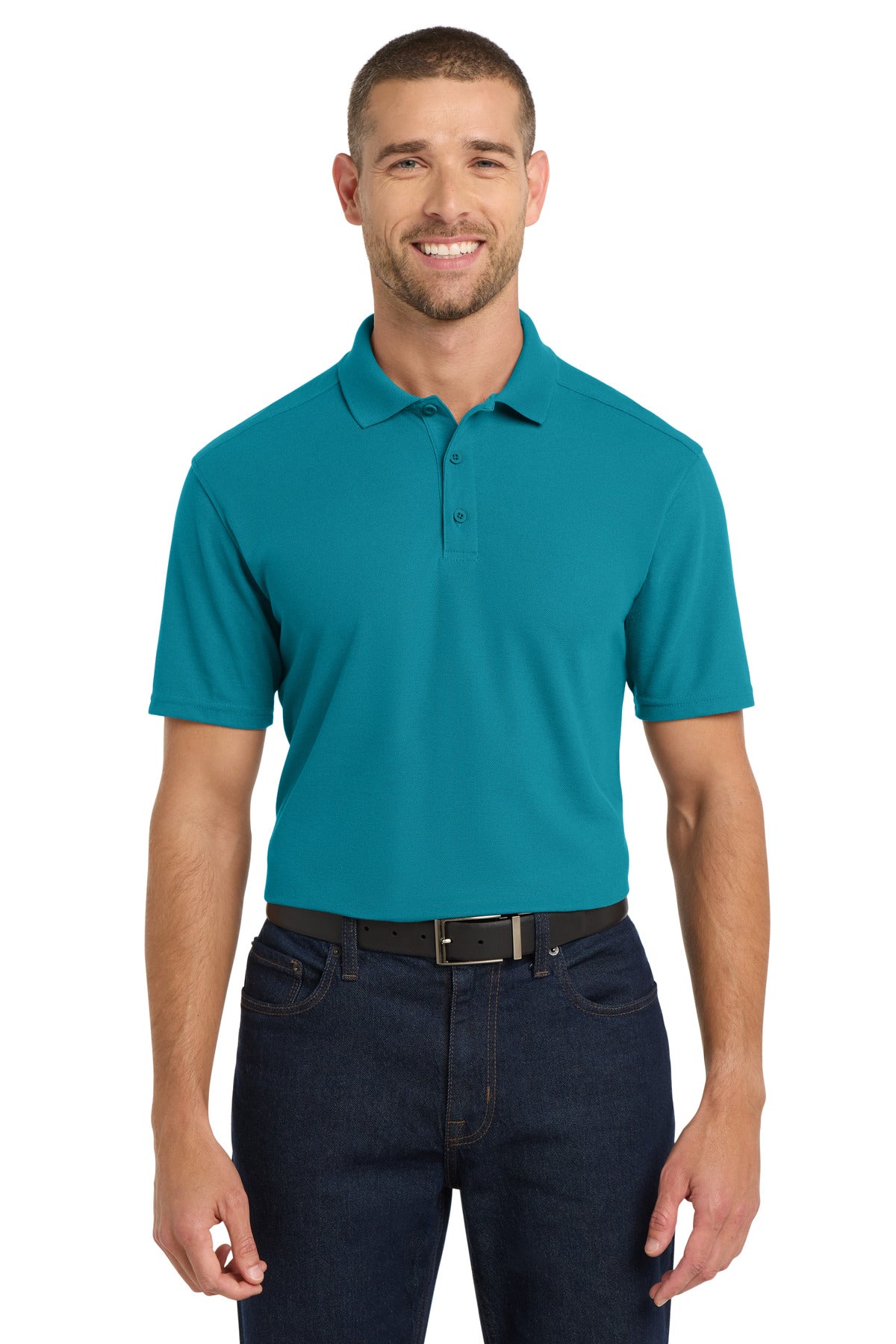 Custom Teal EZPerformance Pique Polo K600, personalized by SanCanDo Swag in Argyle, TX
