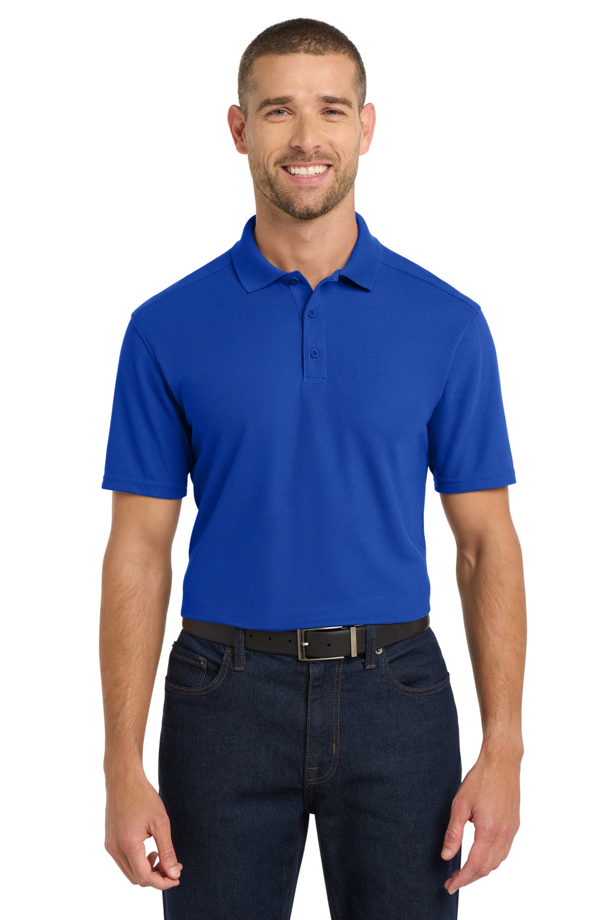 Custom True Royal EZPerformance Pique Polo K600, personalized by SanCanDo Swag in Argyle, TX