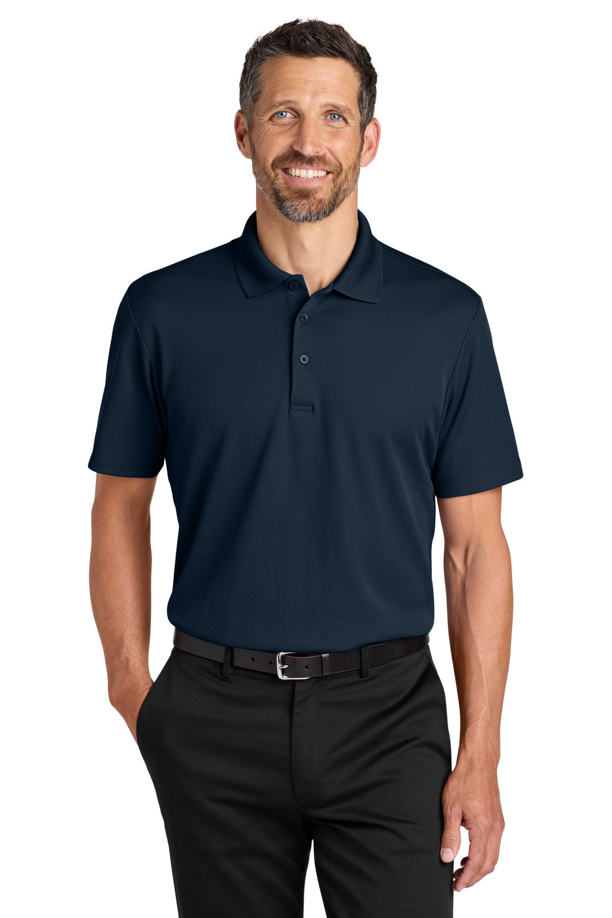 Custom Night Navy Plaited Pique Polo K620, personalized by SanCanDo Swag in Argyle, TX