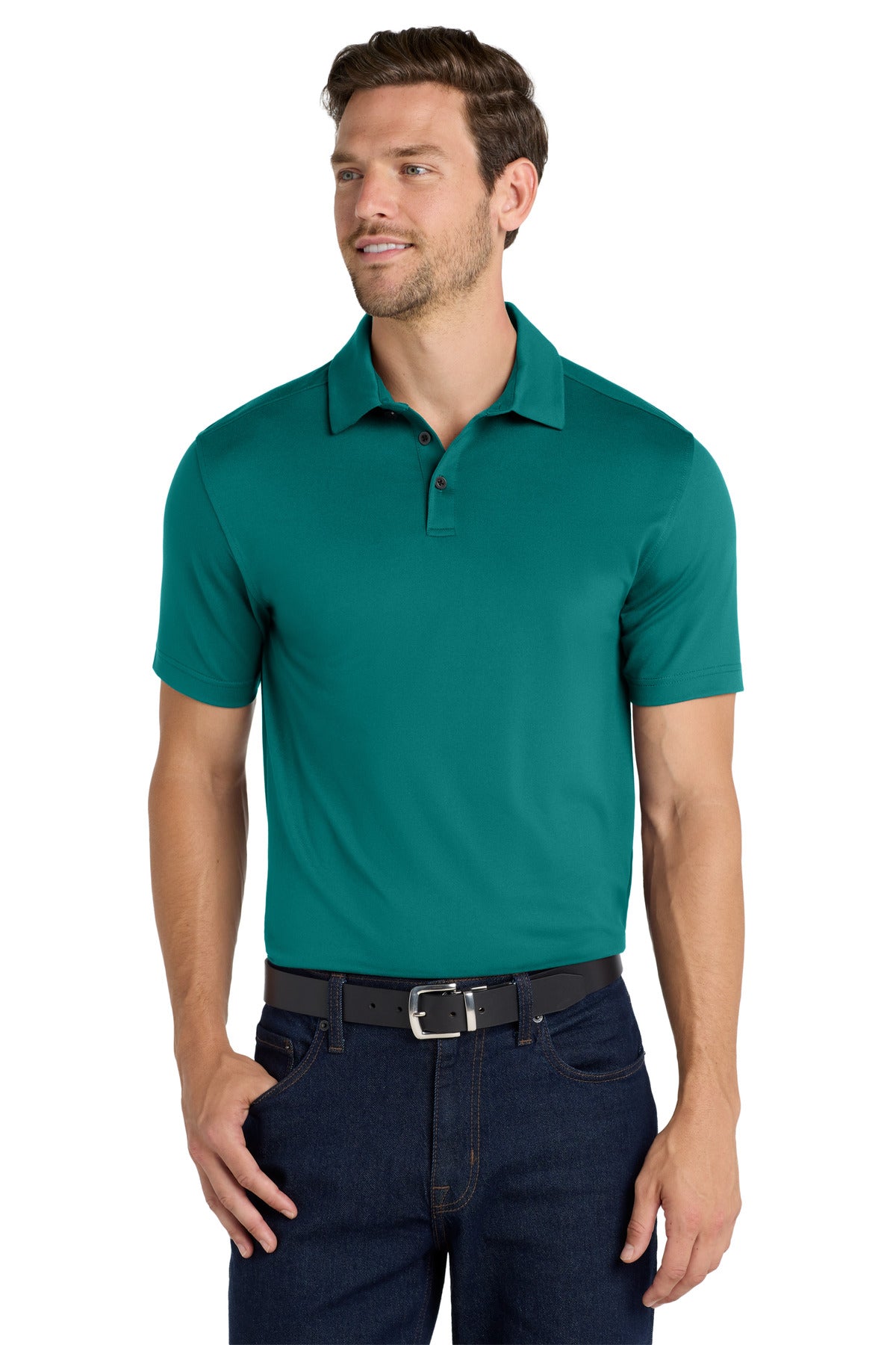 Custom Dark Teal City Stretch Polo K682, personalized by SanCanDo Swag in Argyle, TX