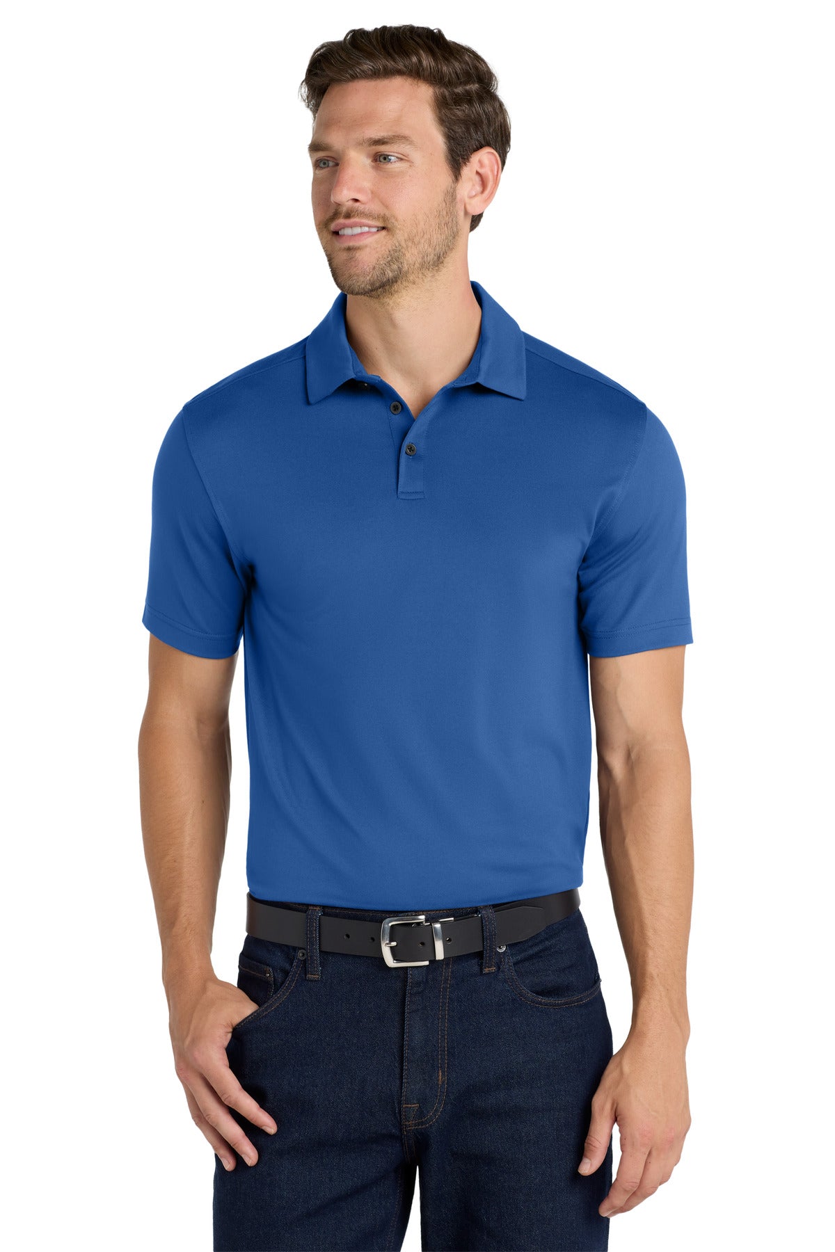 Custom True Blue City Stretch Polo K682, personalized by SanCanDo Swag in Argyle, TX