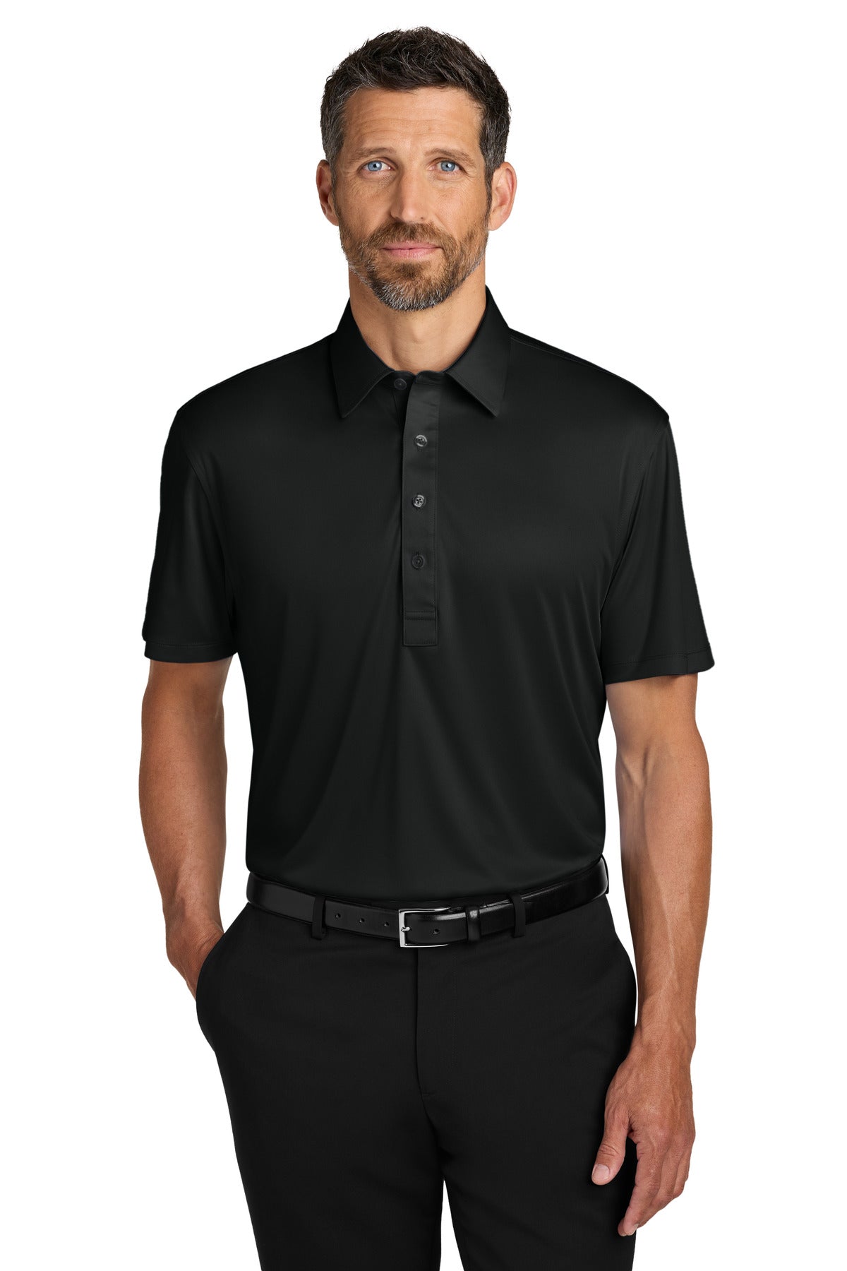 Custom Deep Black Shirt Collar Polo K700, personalized by SanCanDo Swag in Argyle, TX