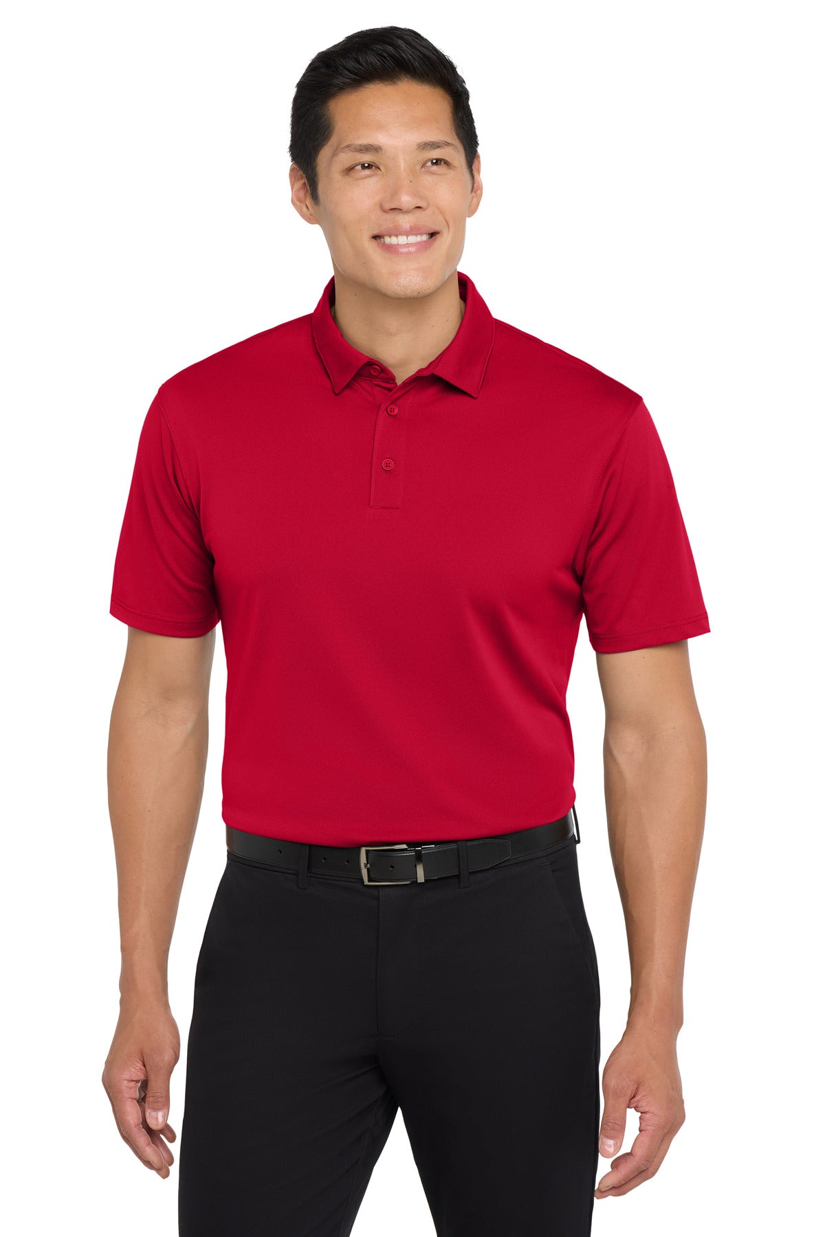 Custom Rich Red UV Choice Pique Polo K750, personalized by SanCanDo Swag in Argyle, TX