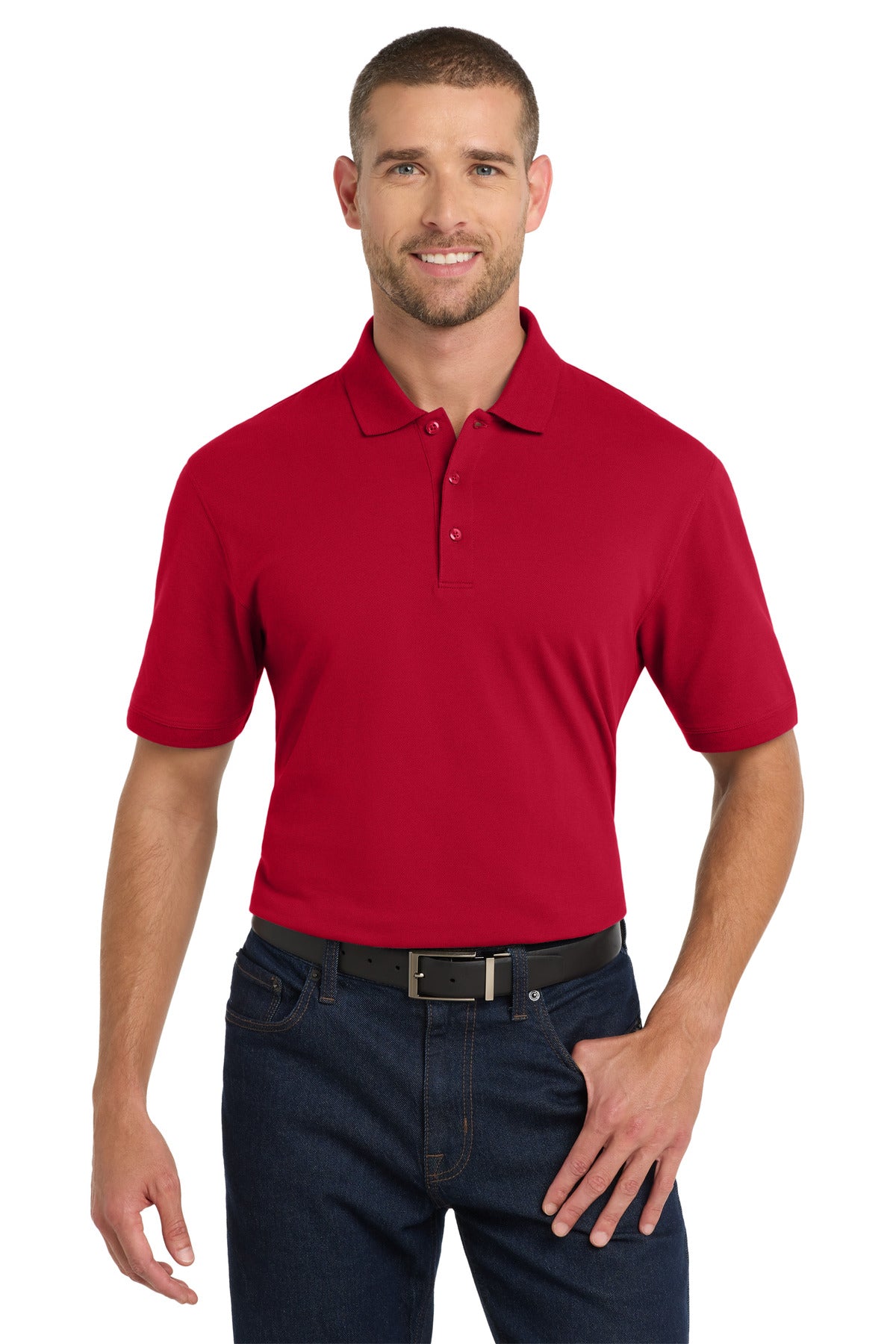 Custom Apple Red EZCotton Polo K8000, personalized by SanCanDo Swag in Argyle, TX