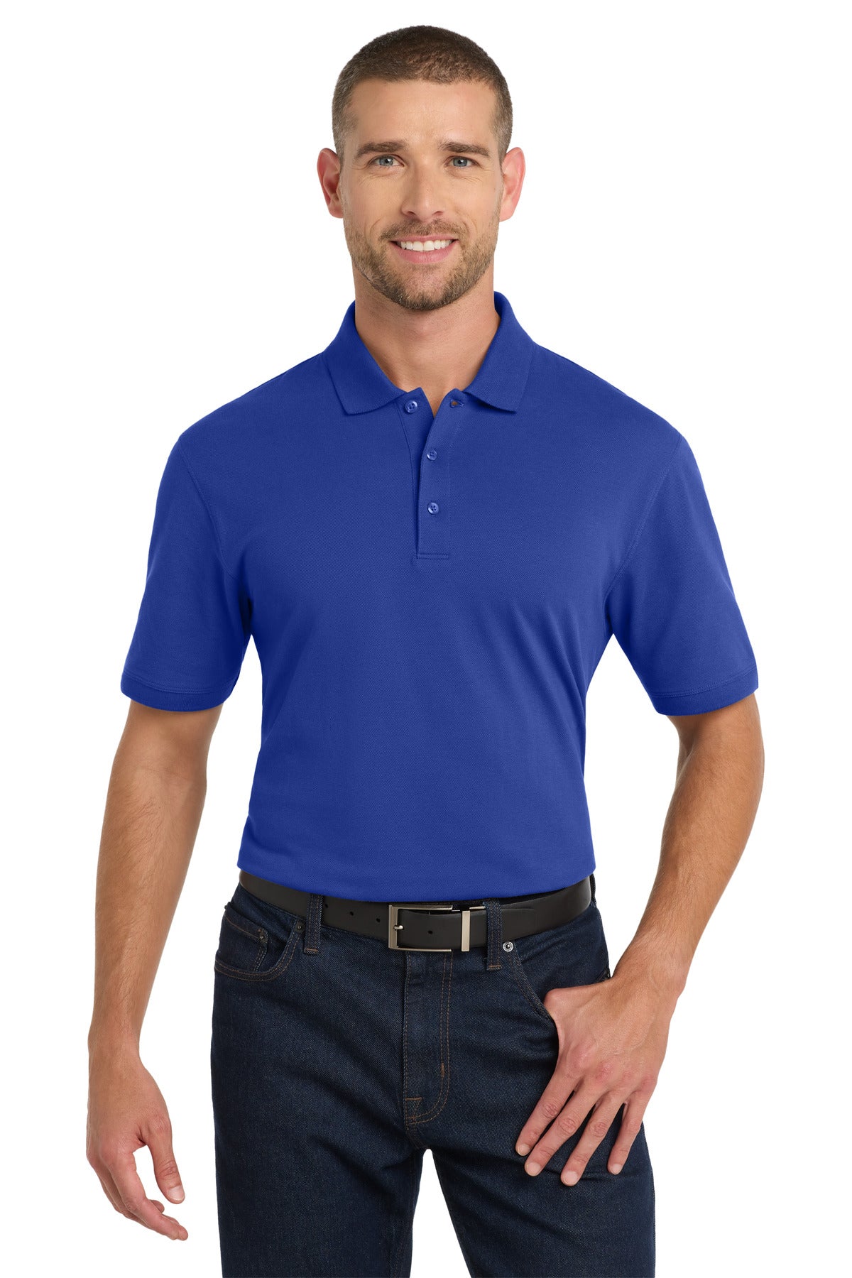 Custom True Royal EZCotton Polo K8000, personalized by SanCanDo Swag in Argyle, TX
