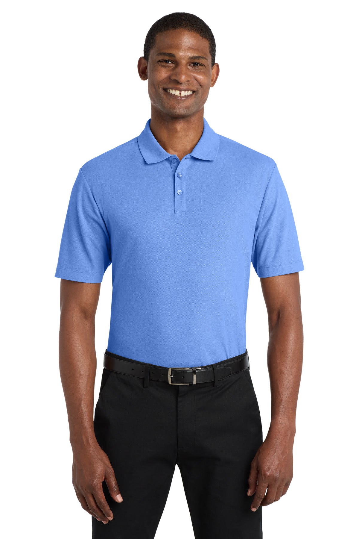 Custom Ultramarine Blue SuperPro React Polo K810, personalized by SanCanDo Swag in Argyle, TX