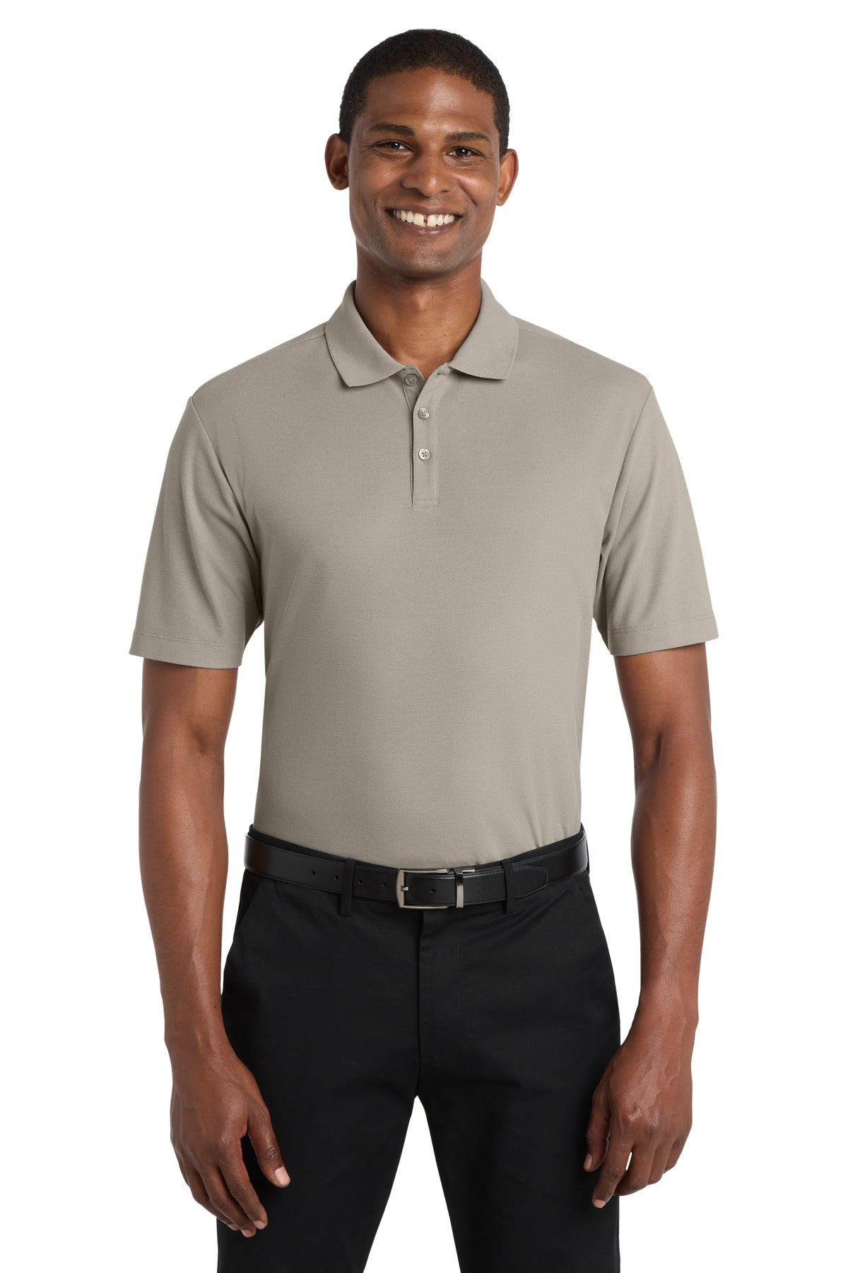 Custom Gusty Grey SuperPro React Polo K810, personalized by SanCanDo Swag in Argyle, TX