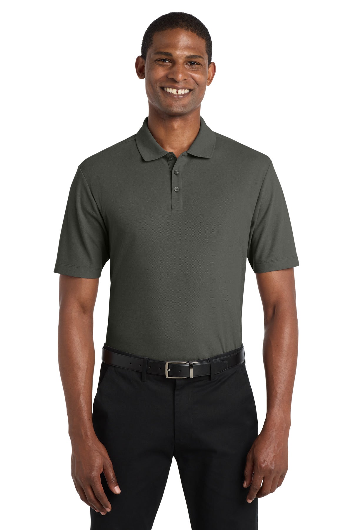 Custom Storm Grey SuperPro React Polo K810, personalized by SanCanDo Swag in Argyle, TX