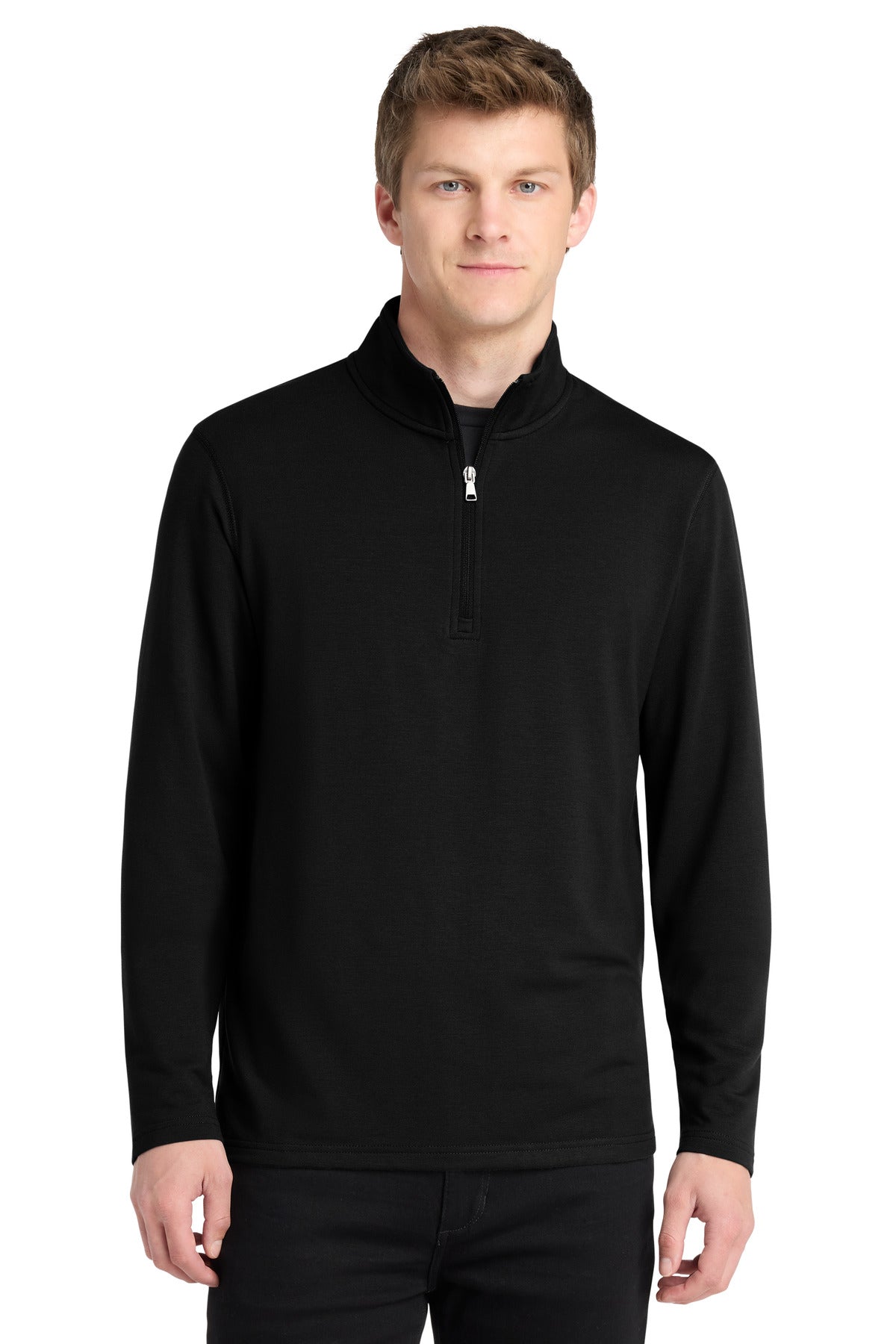 Custom Deep Black Microterry 1/4-Zip Pullover K825, personalized by SanCanDo Swag in Argyle, TX