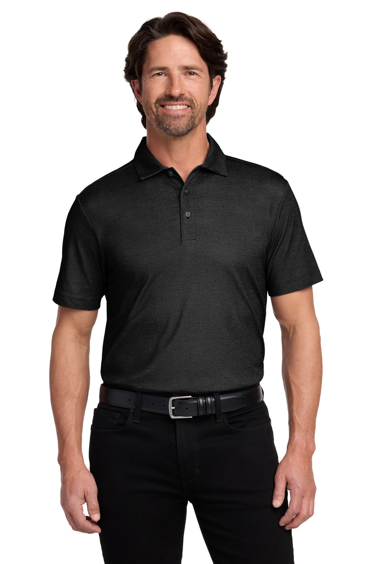 Custom Black Heather Fine Pique Blend Polo K830, personalized by SanCanDo Swag in Argyle, TX