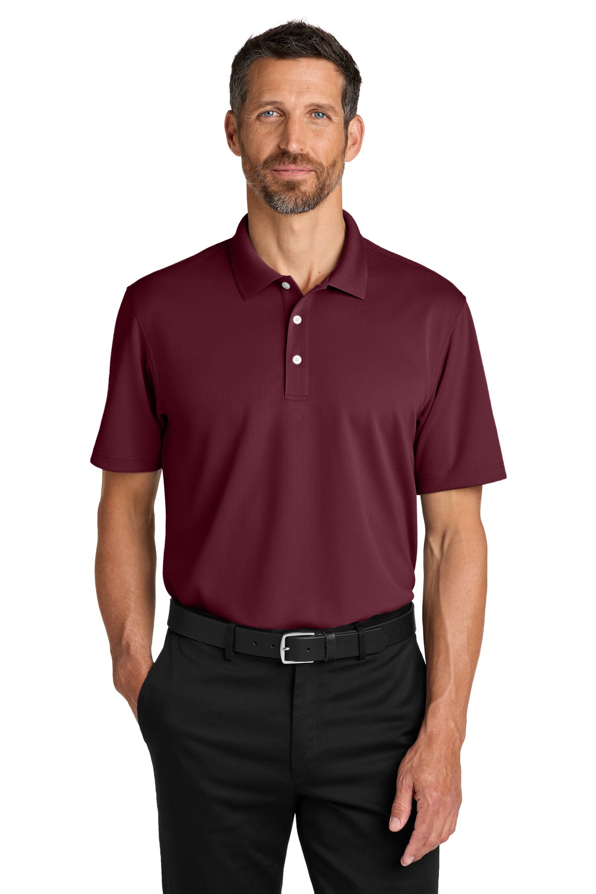 Custom Club Burgundy Dry Zone Stain-Release Grid Polo K845, personalized by SanCanDo Swag in Argyle, TX