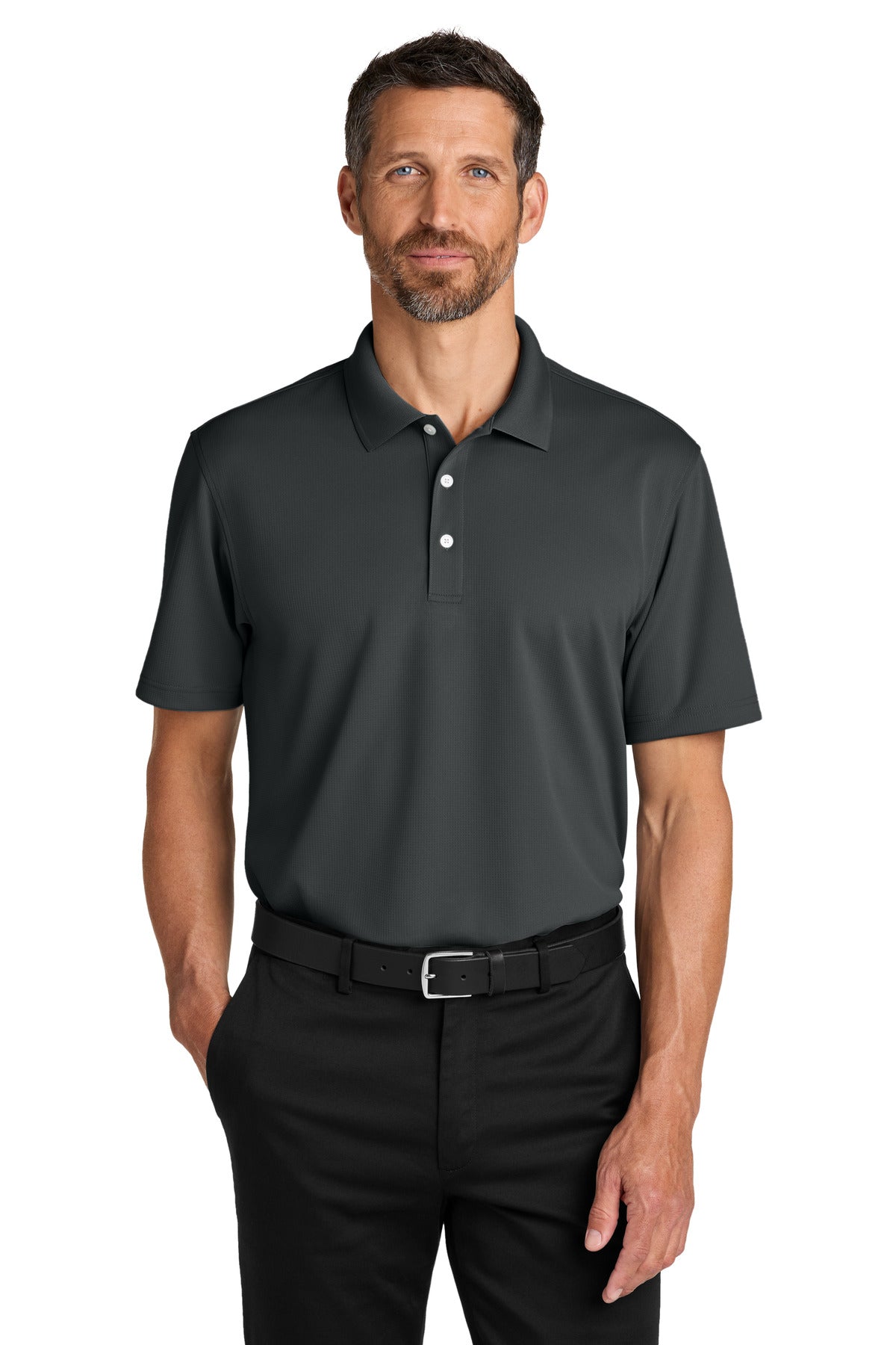 Custom Seal Grey Dry Zone Stain-Release Grid Polo K845, personalized by SanCanDo Swag in Argyle, TX