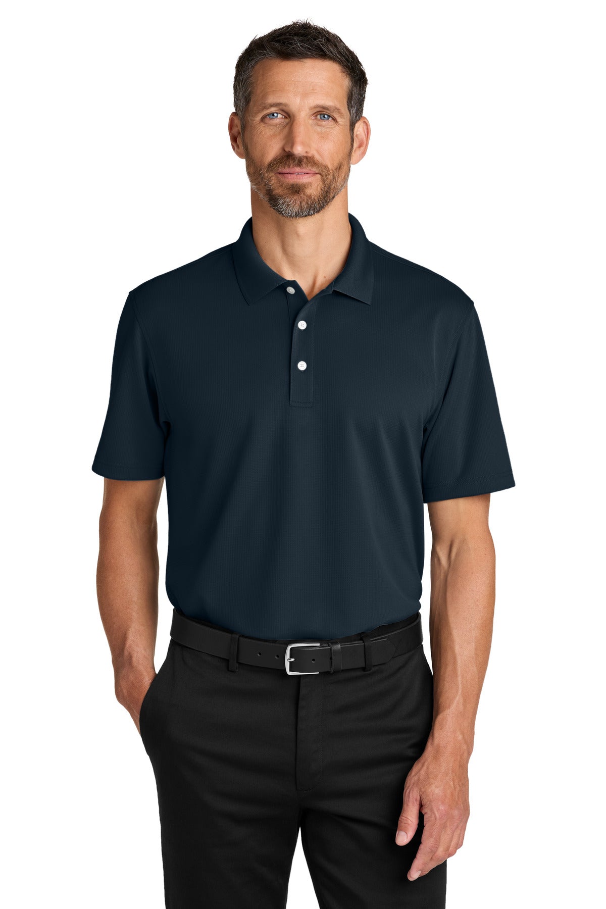 Custom Night Navy Dry Zone Stain-Release Grid Polo K845, personalized by SanCanDo Swag in Argyle, TX