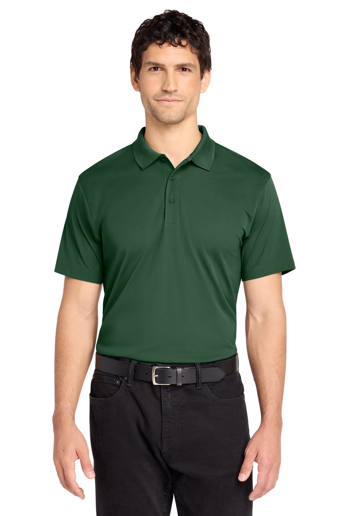 Custom Forest Green C-FREE Performance Polo K863, personalized by SanCanDo Swag in Argyle, TX