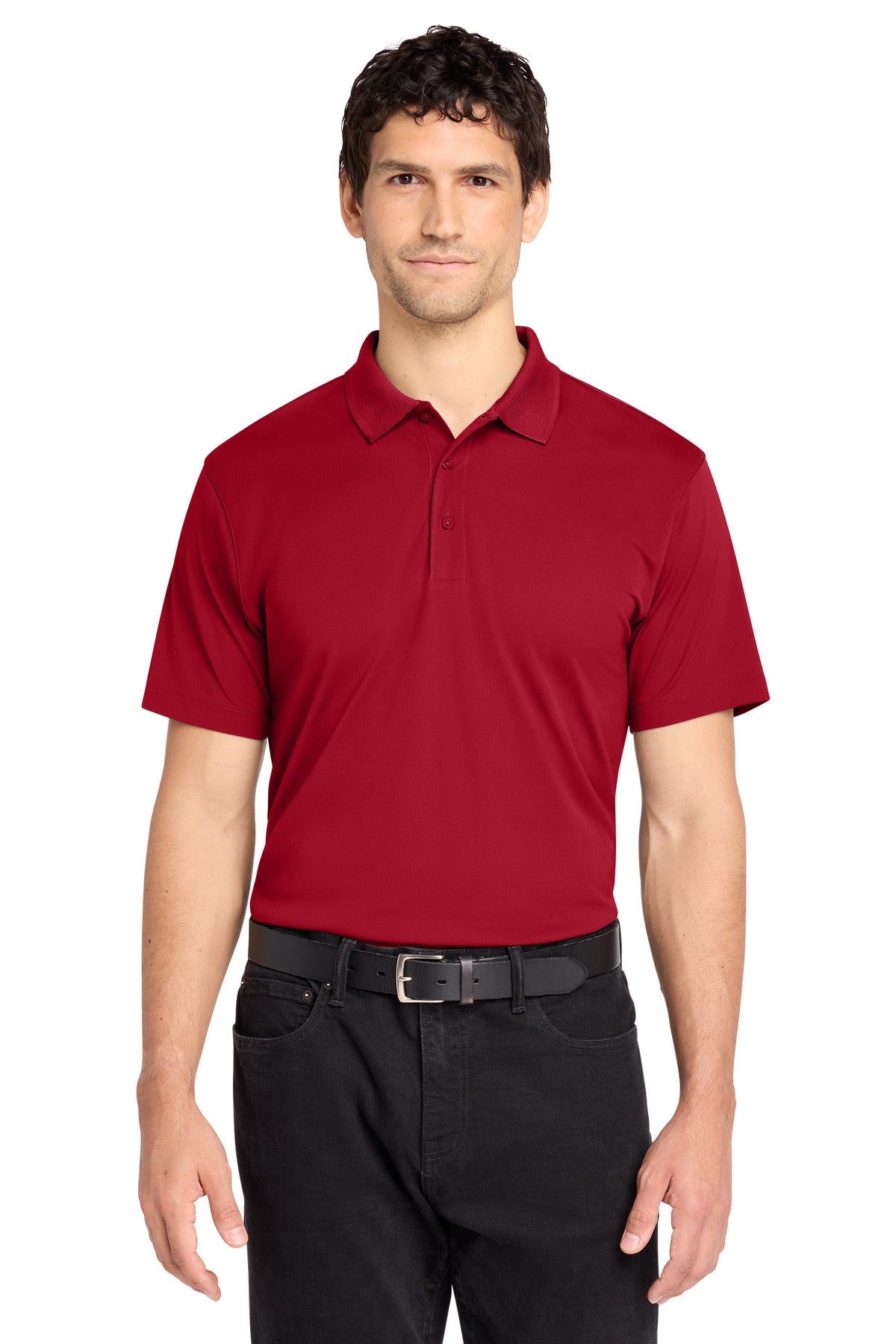 Custom Rich Red C-FREE Performance Polo K863, personalized by SanCanDo Swag in Argyle, TX
