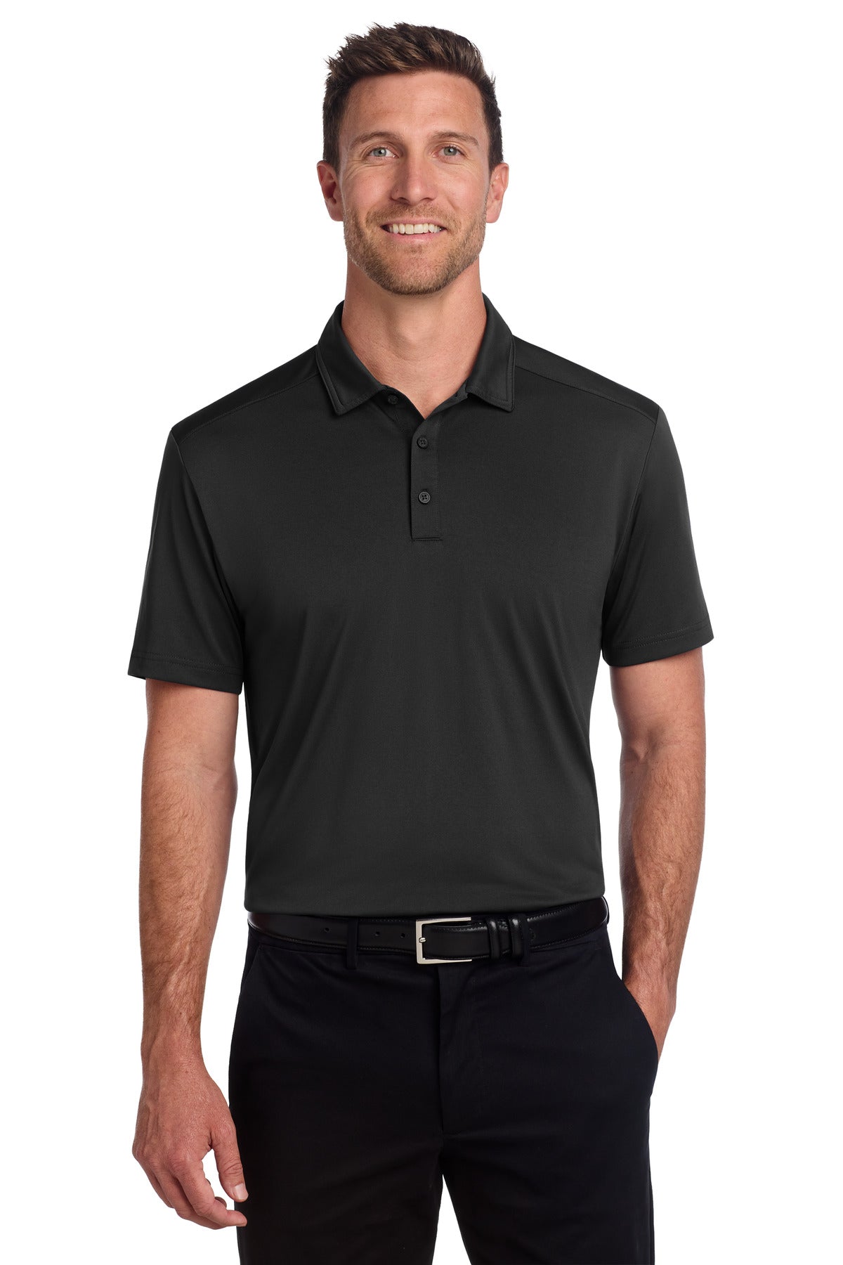 Custom Deep Black C-FREE Snag-Proof Polo K864, personalized by SanCanDo Swag in Argyle, TX