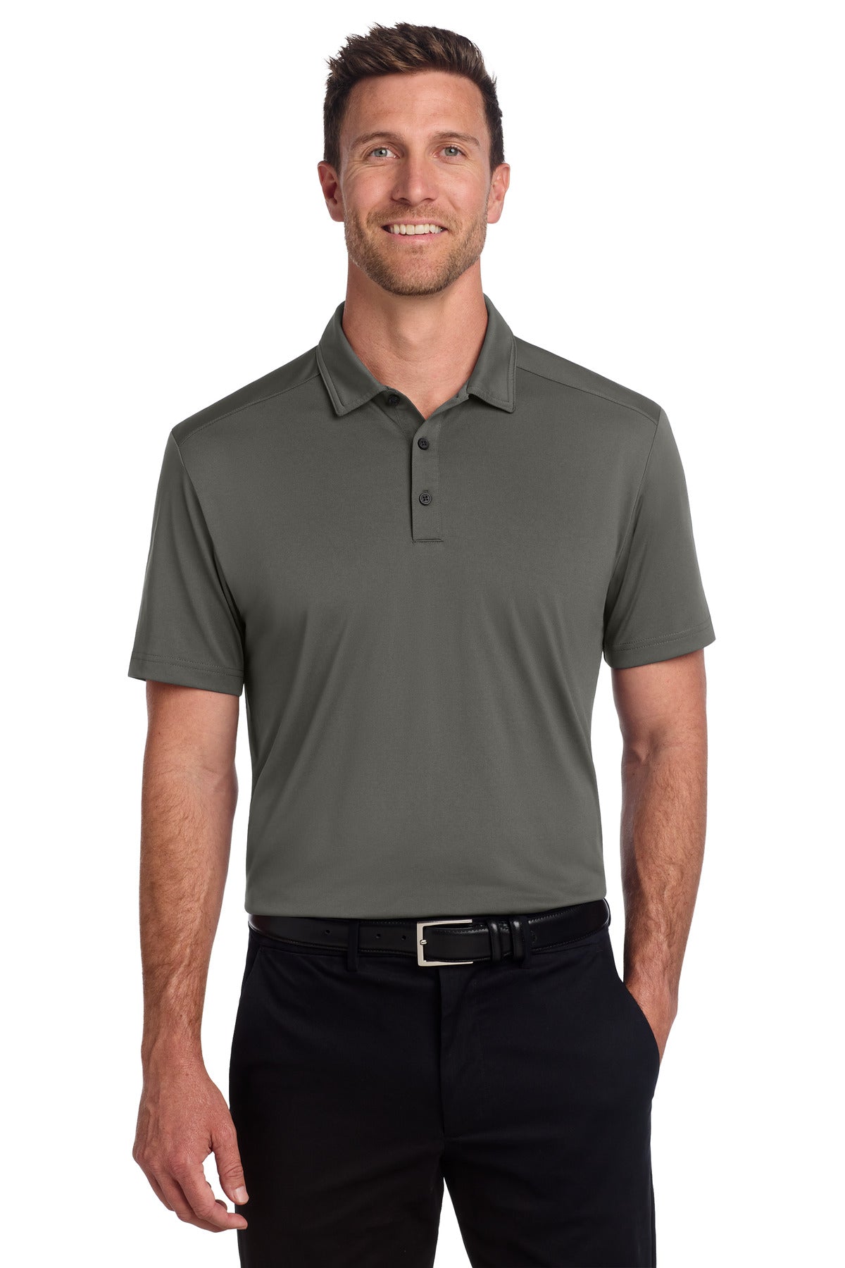 Custom Grey Steel C-FREE Snag-Proof Polo K864, personalized by SanCanDo Swag in Argyle, TX