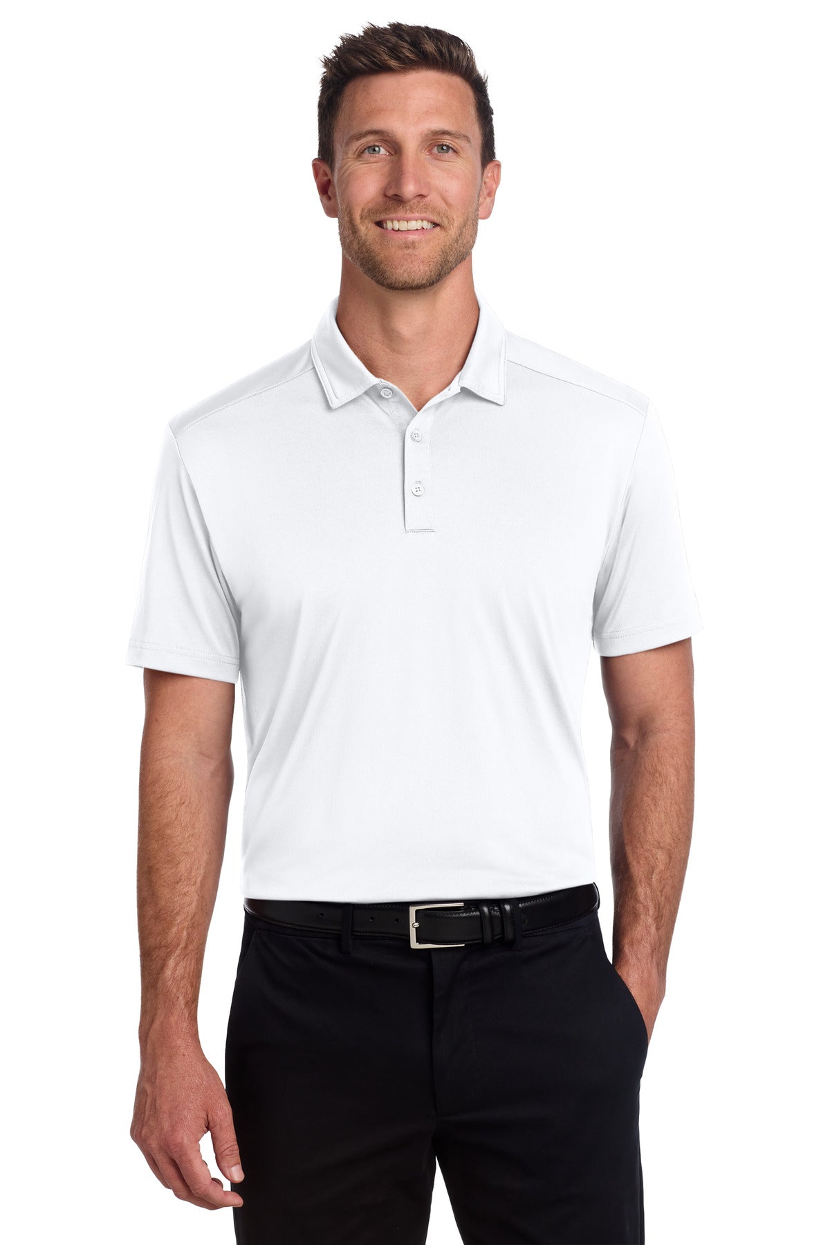Custom White C-FREE Snag-Proof Polo K864, personalized by SanCanDo Swag in Argyle, TX
