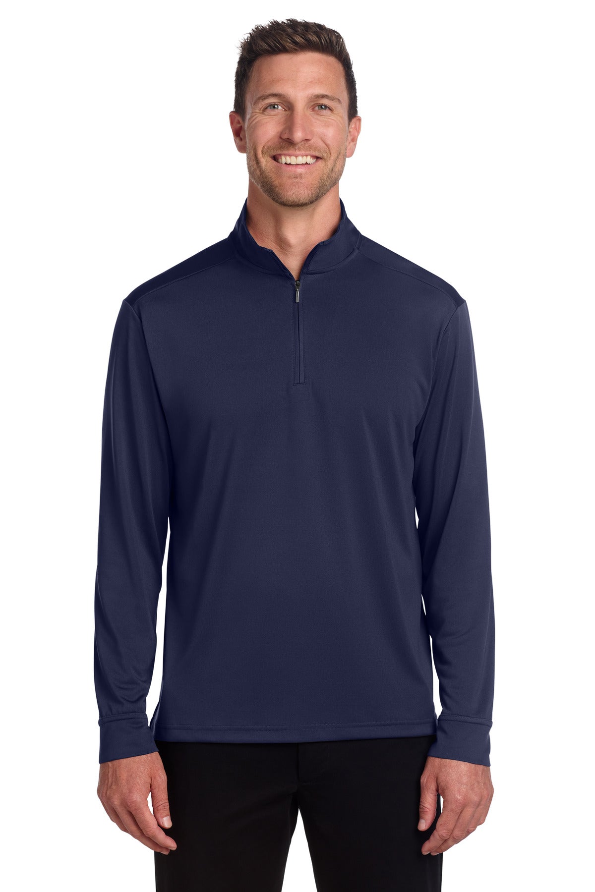 Custom True Navy C-FREE Snag-Proof 1/4-Zip K865, personalized by SanCanDo Swag in Argyle, TX