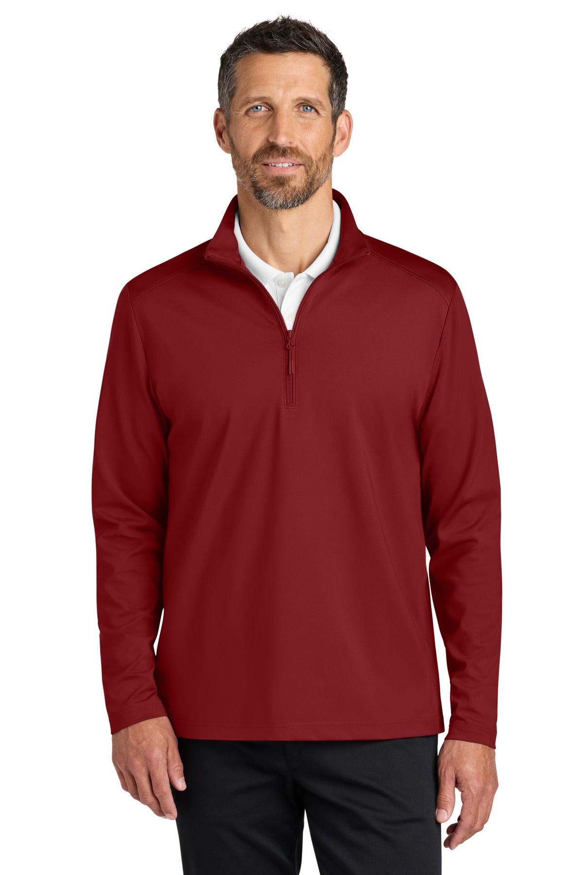 Custom Rich Red C-FREE Double Knit 1/4-Zip K880, personalized by SanCanDo Swag in Argyle, TX