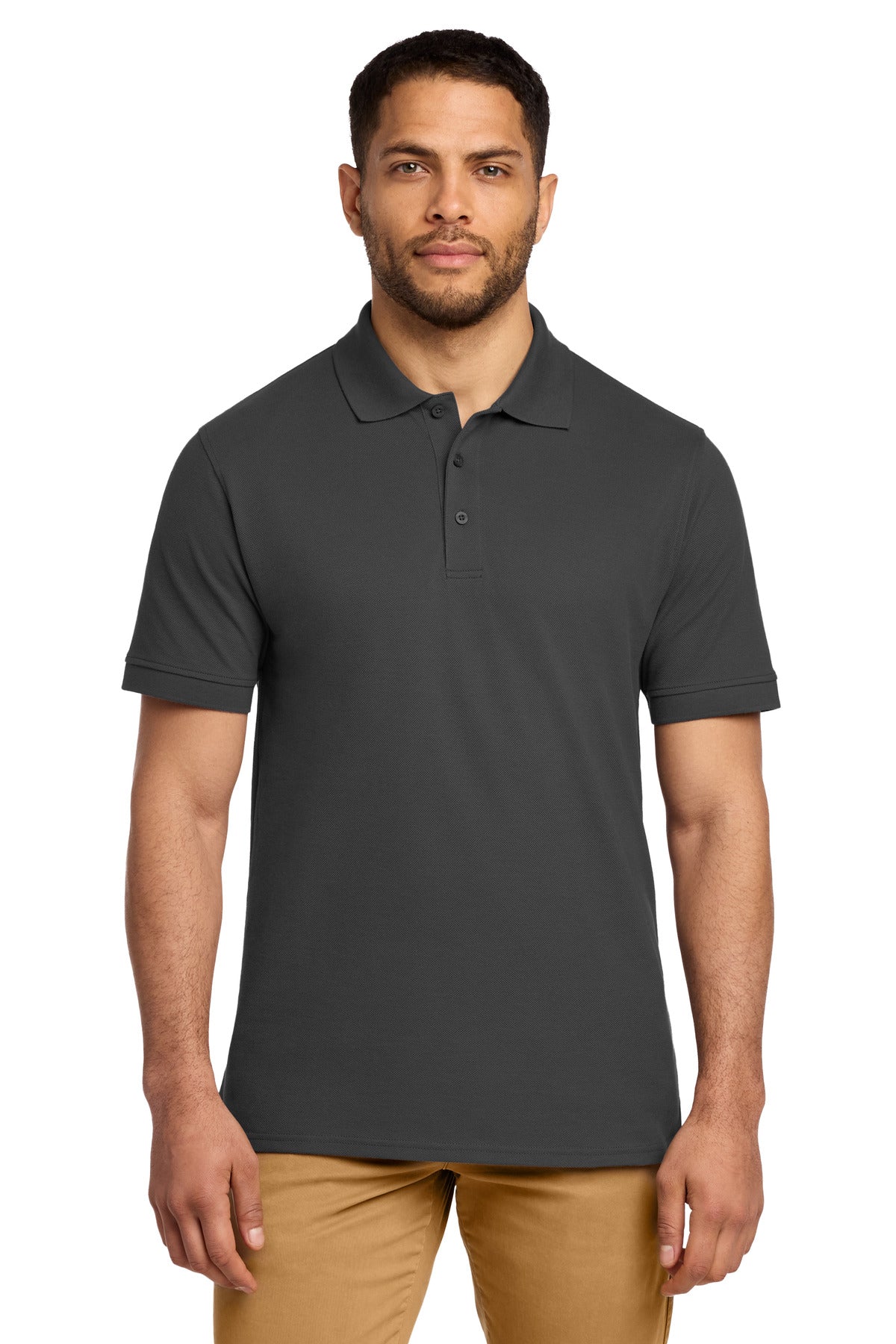 Custom Charcoal Combed Ring Spun Pique Polo KP1500, personalized by SanCanDo Swag in Argyle, TX