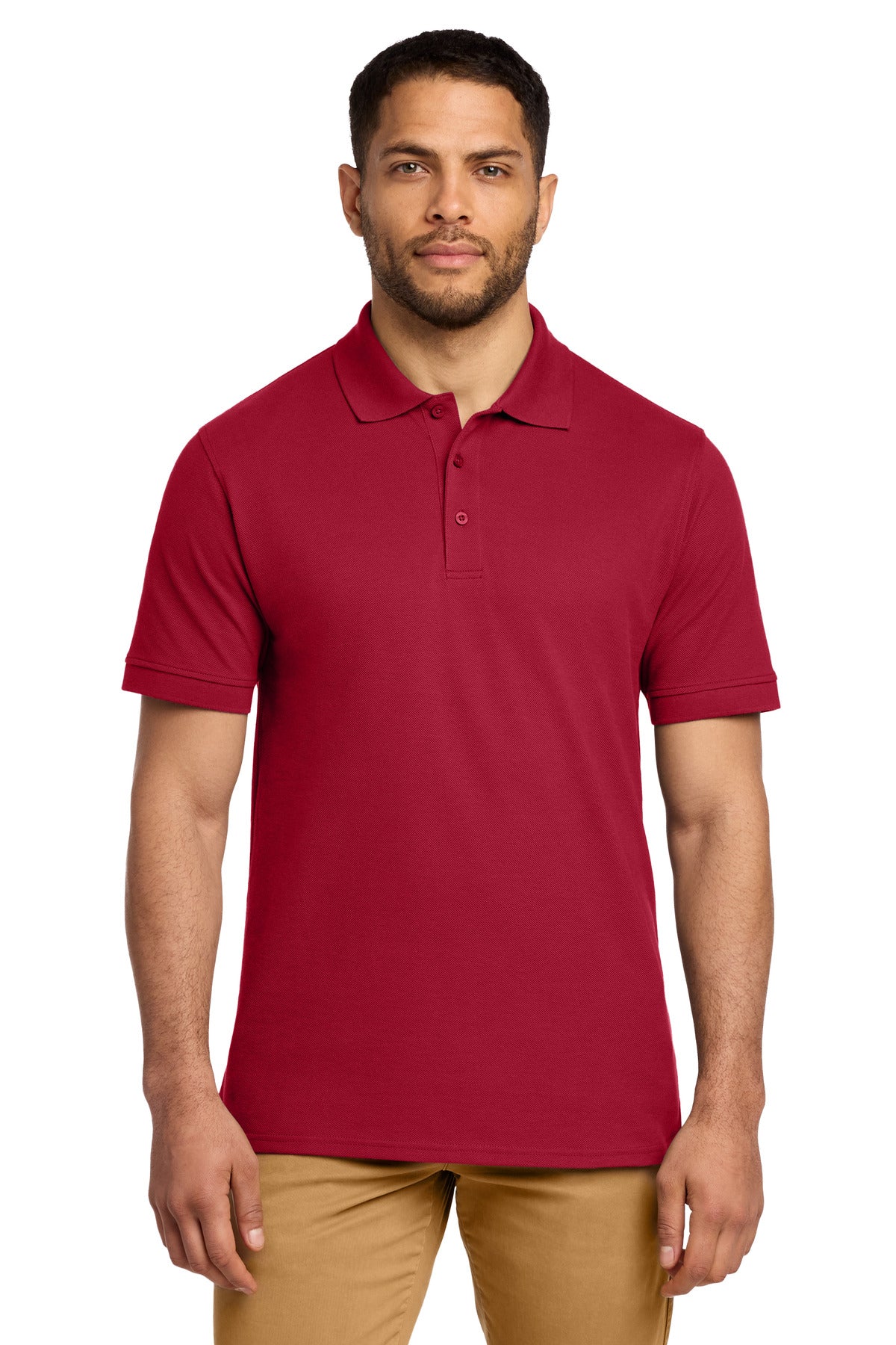 Custom Red Combed Ring Spun Pique Polo KP1500, personalized by SanCanDo Swag in Argyle, TX