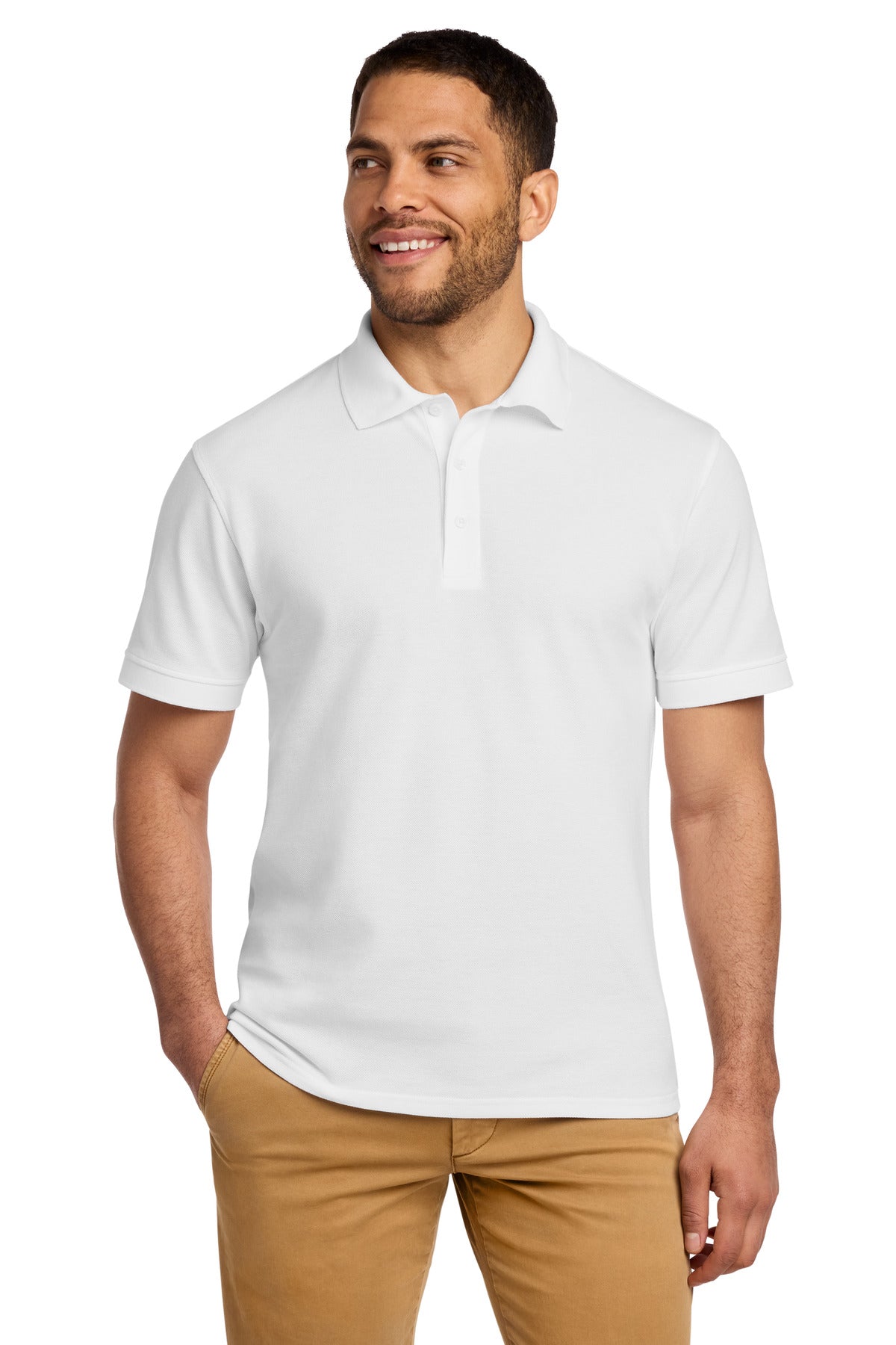 Custom White Combed Ring Spun Pique Polo KP1500, personalized by SanCanDo Swag in Argyle, TX