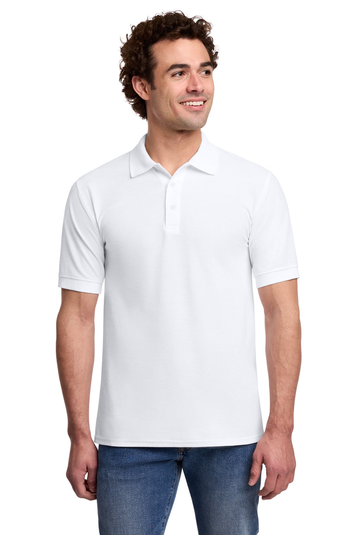 Custom White Core Blend Pique Polo KP155, personalized by SanCanDo Swag in Argyle, TX