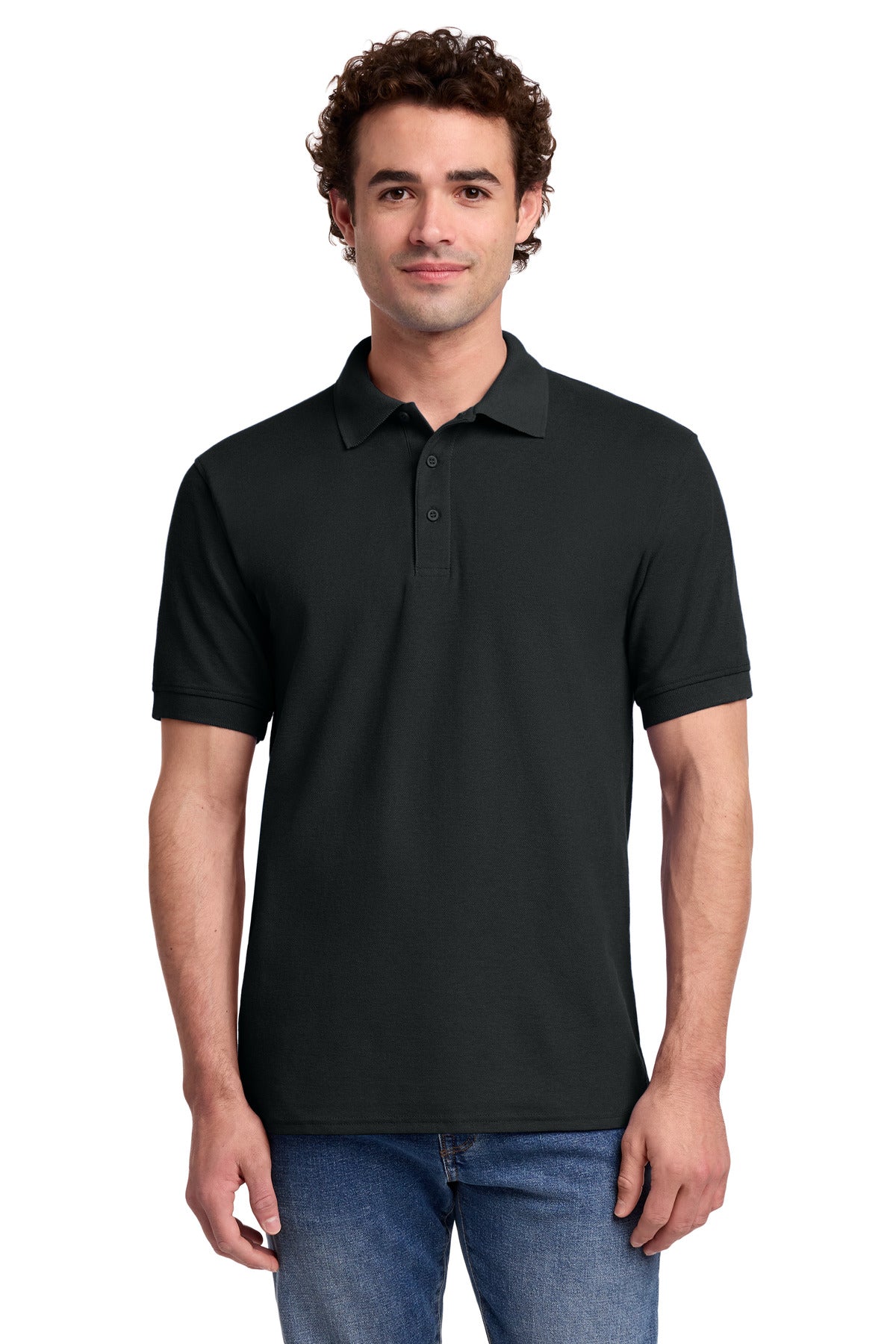 Custom Jet Black Core Blend Pique Polo KP155, personalized by SanCanDo Swag in Argyle, TX